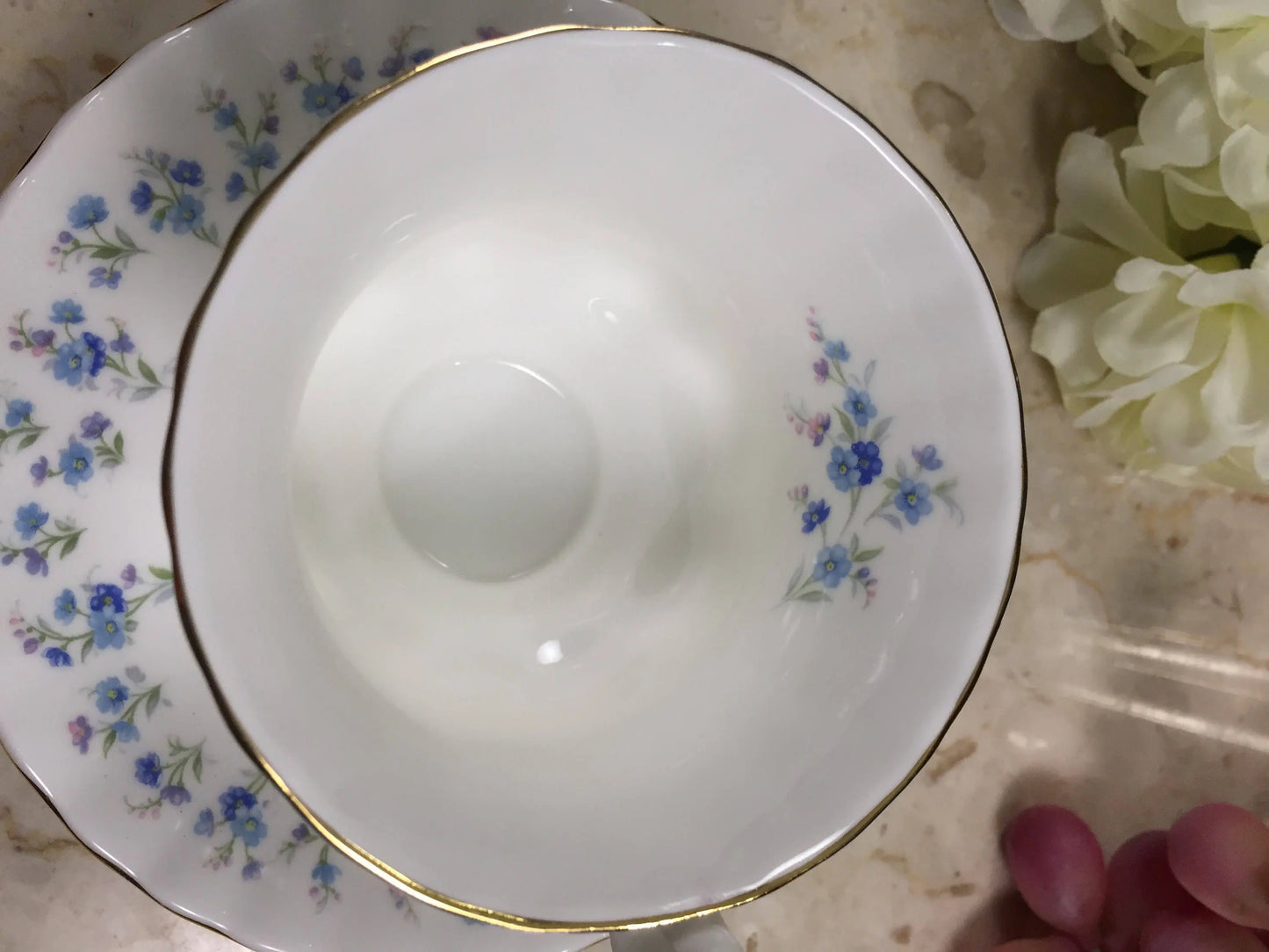 Vintage Royal Albert Memory Lane Cup and Saucer-Blue and White Floral Tea Cup-Vintage Teacup-Vintage Wedding Gift-Forget-Me-Nots