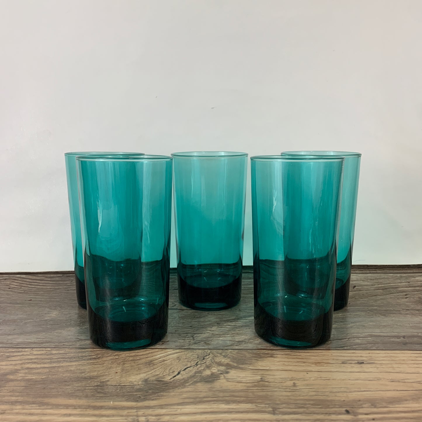 5 tall teal green glasses