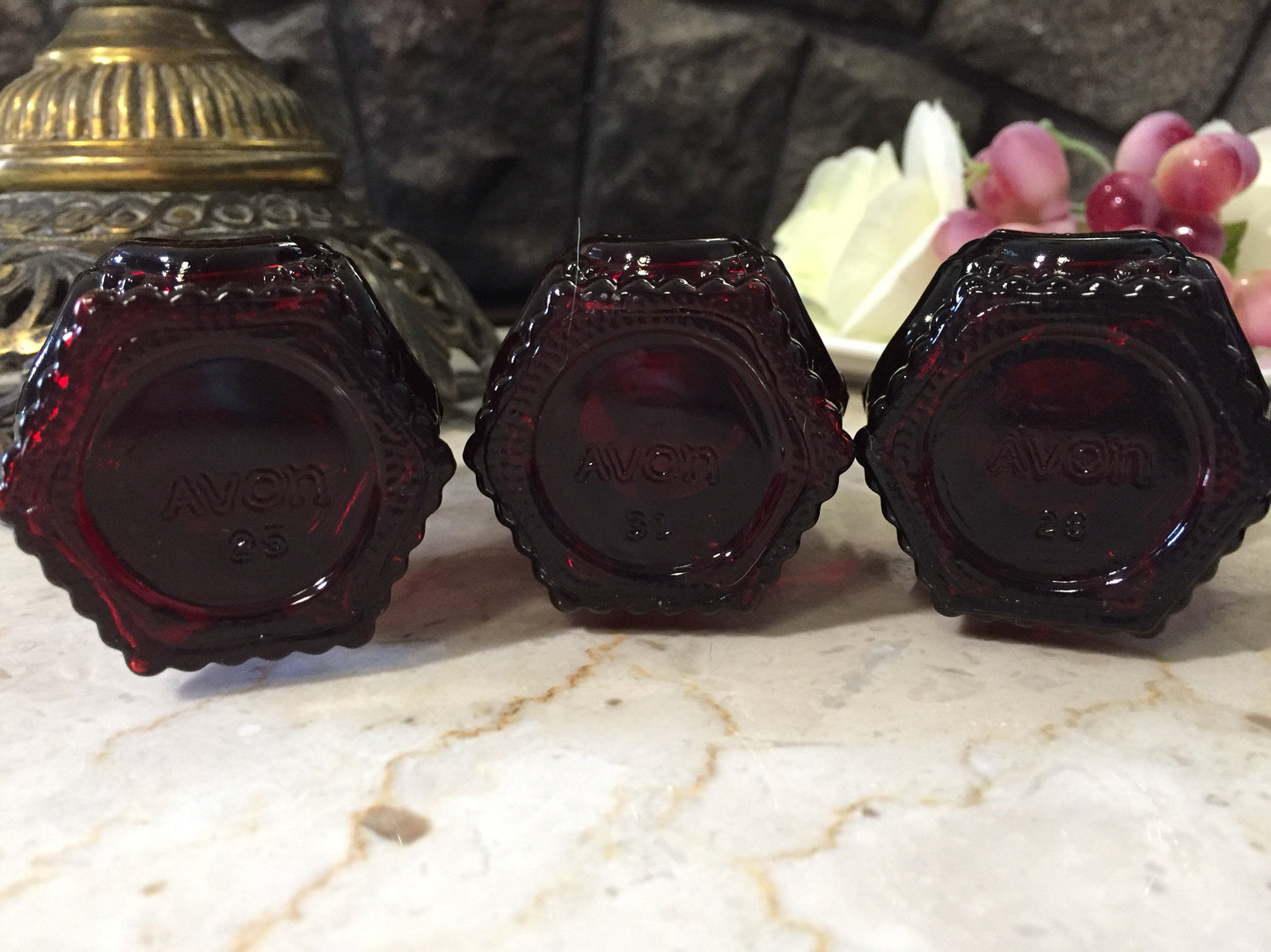 Avon Cape Cod Collection Ruby Red Glass Salt and Pepper Shakers