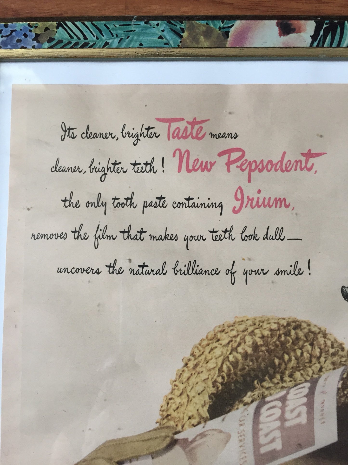 Vintage Framed Ad 1947 Pepsodent Ad