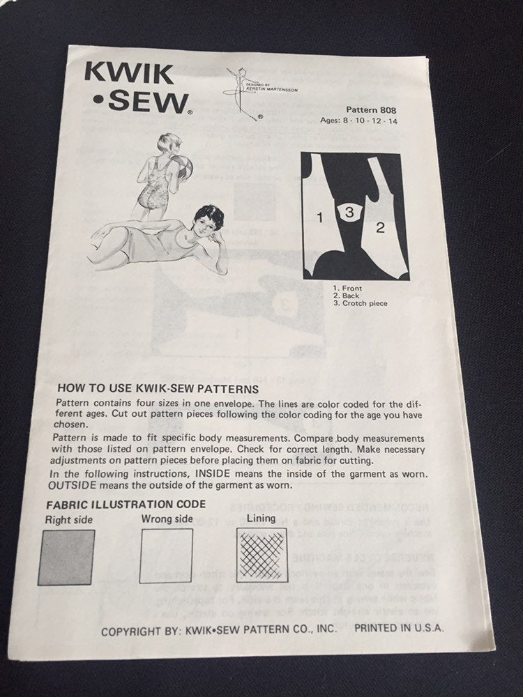 Bathing Suit Patterns-Bikini Pattern and One Piece Pattern-Kwik Sew Swim Suit Pattern