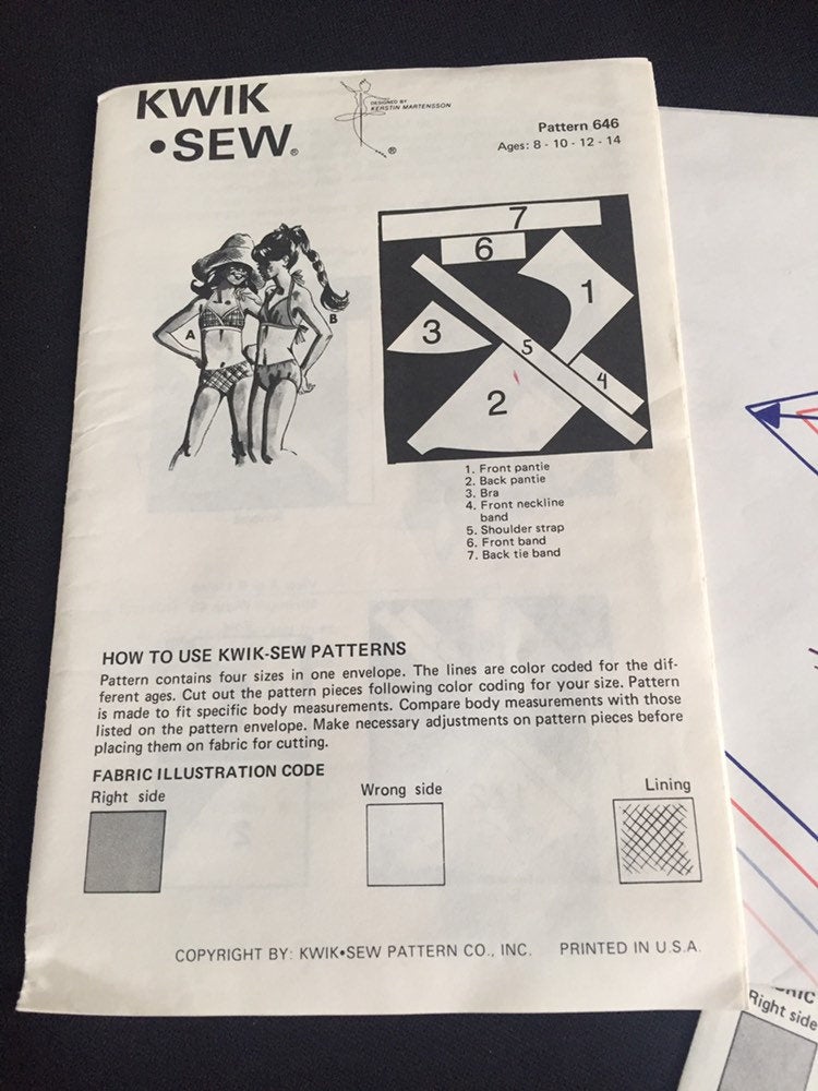 Bathing Suit Patterns-Bikini Pattern and One Piece Pattern-Kwik Sew Swim Suit Pattern