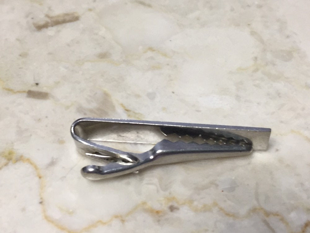Silver Tone Tie Clip Vintage Gifts For Dad Mens Accessories Dapper Style