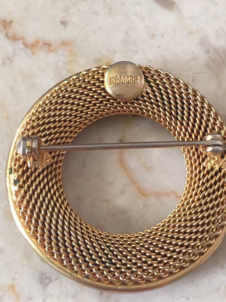 Vintage Kramer Pin-Vintage Pin-Kramer Brooch-Kramer Broach-Vintage Designer Pin-Gold Kramer Brooch