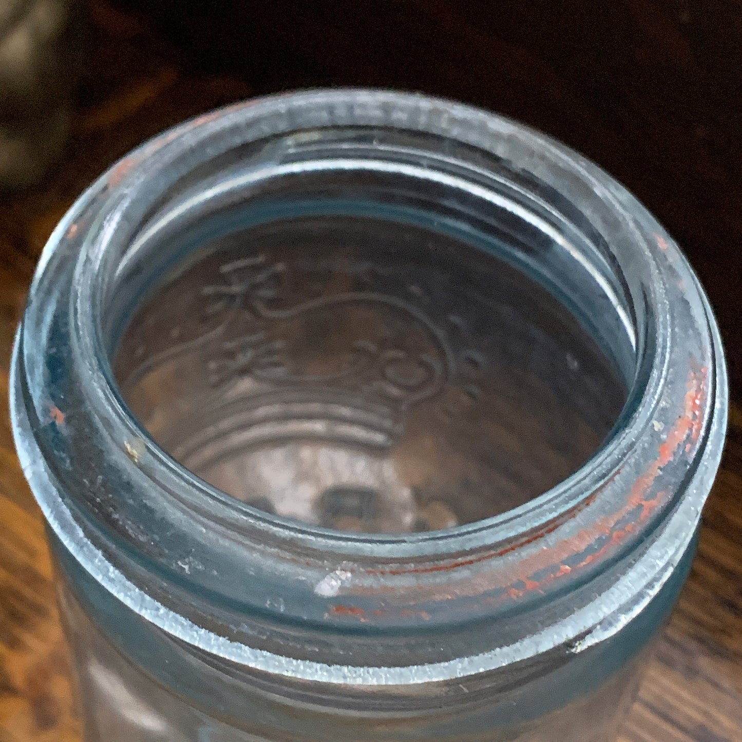 Antique Aqua Blue Crown Canning Jar
