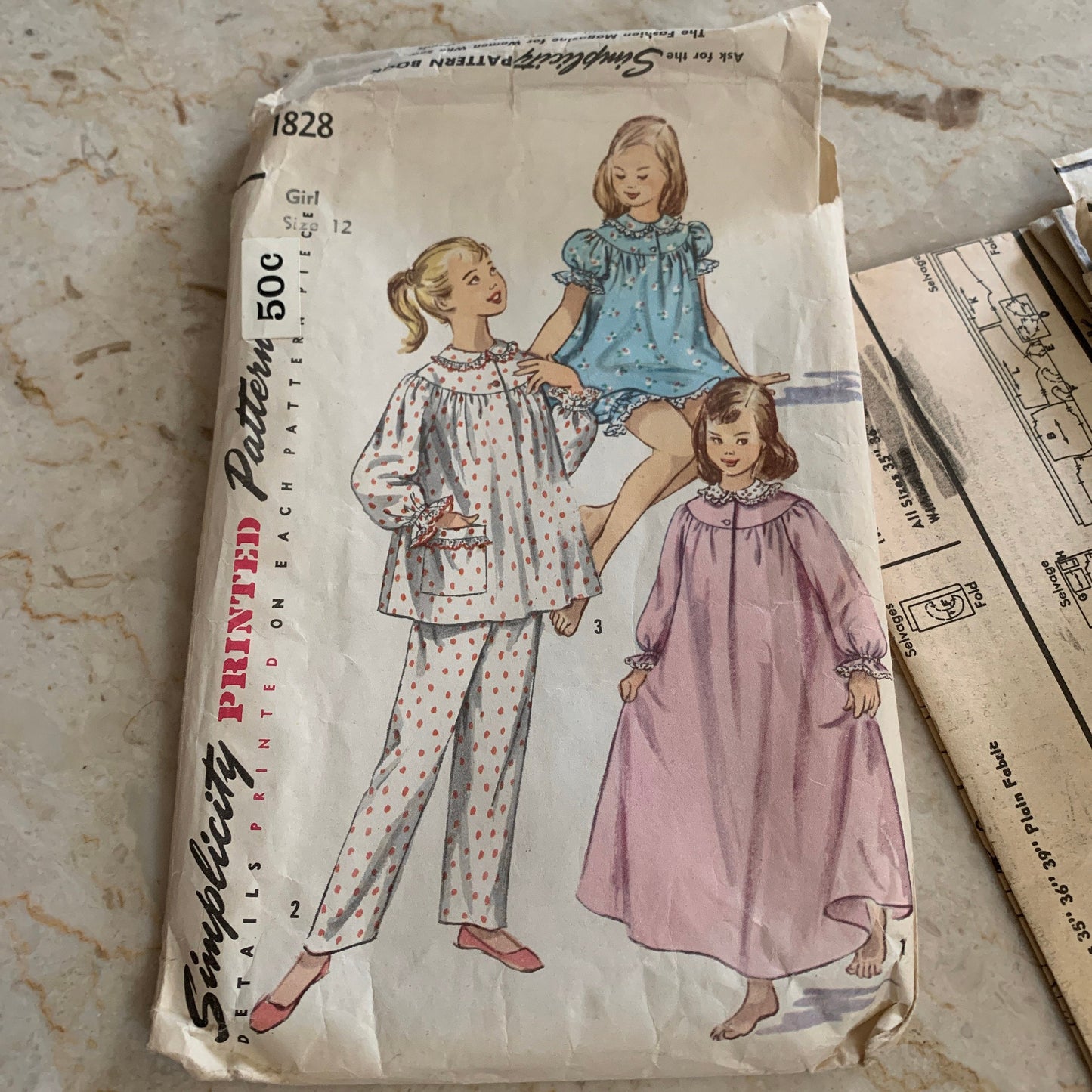 Girl’s Size 12 PJs Pattern Vintage Sewing Pattern Simplicity 1828