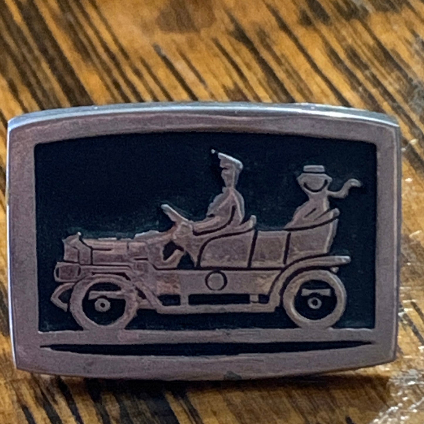 Black and Silver Antique Automobile Vintage Cufflinks