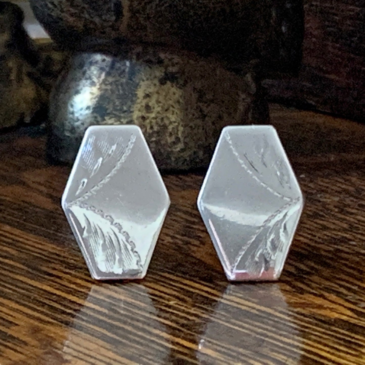 Silver Vintage Cufflinks with Engraved Design