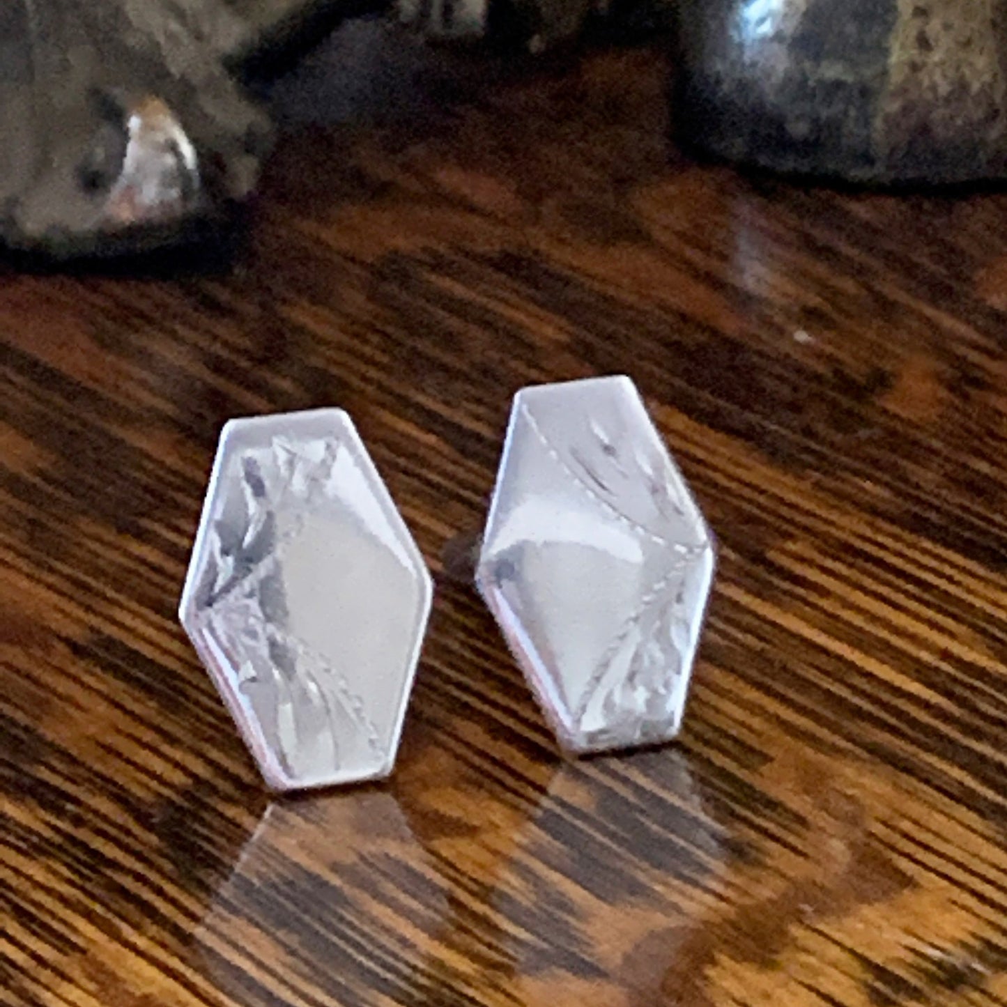 Silver Vintage Cufflinks with Engraved Design