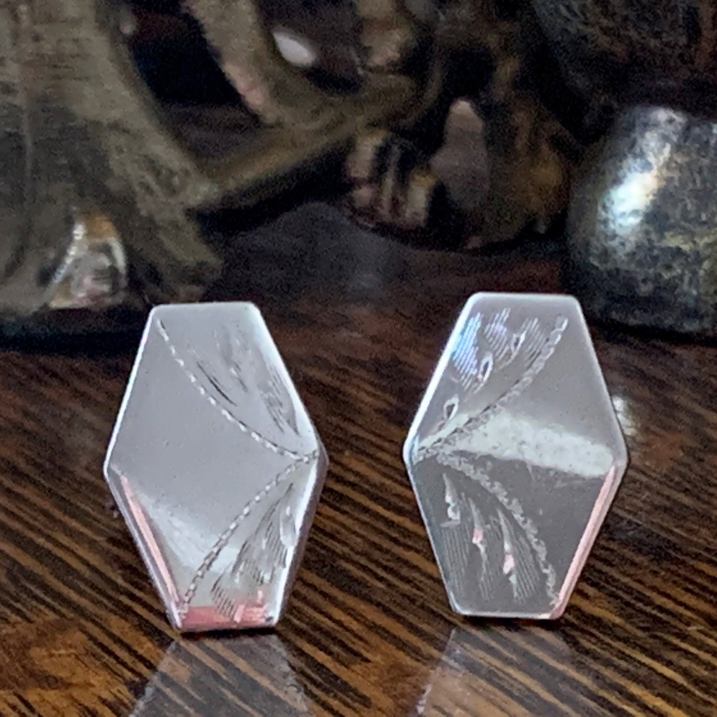 Silver Vintage Cufflinks with Engraved Design