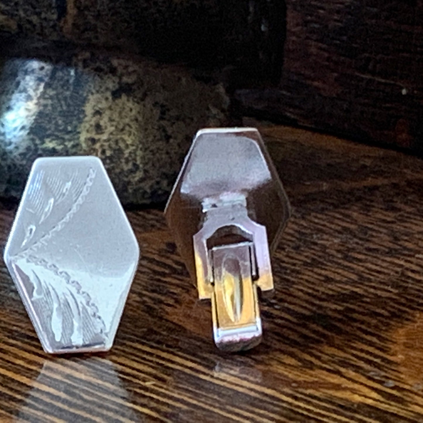 Silver Vintage Cufflinks with Engraved Design