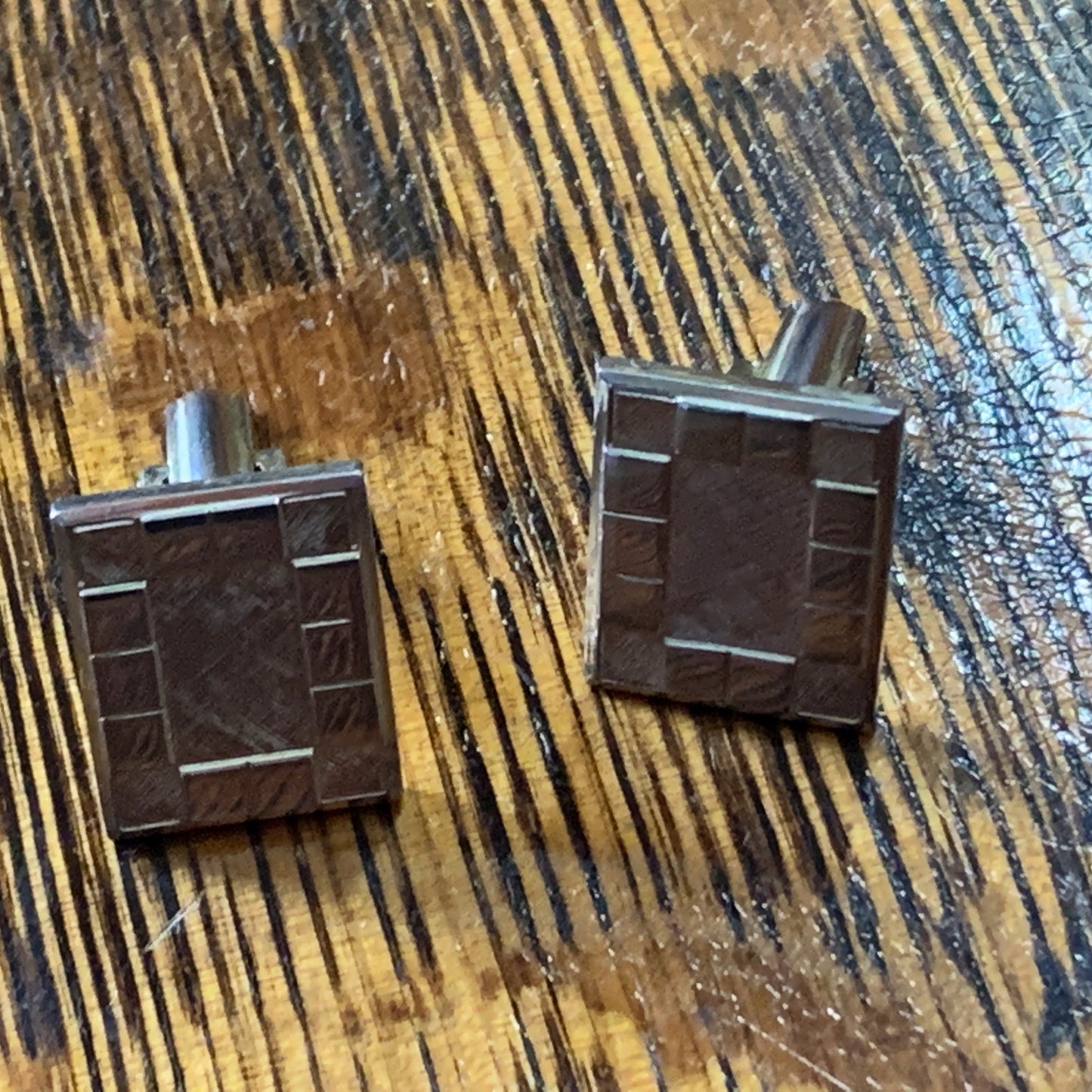 Vintage Goldtone Cufflinks with Geometric Design