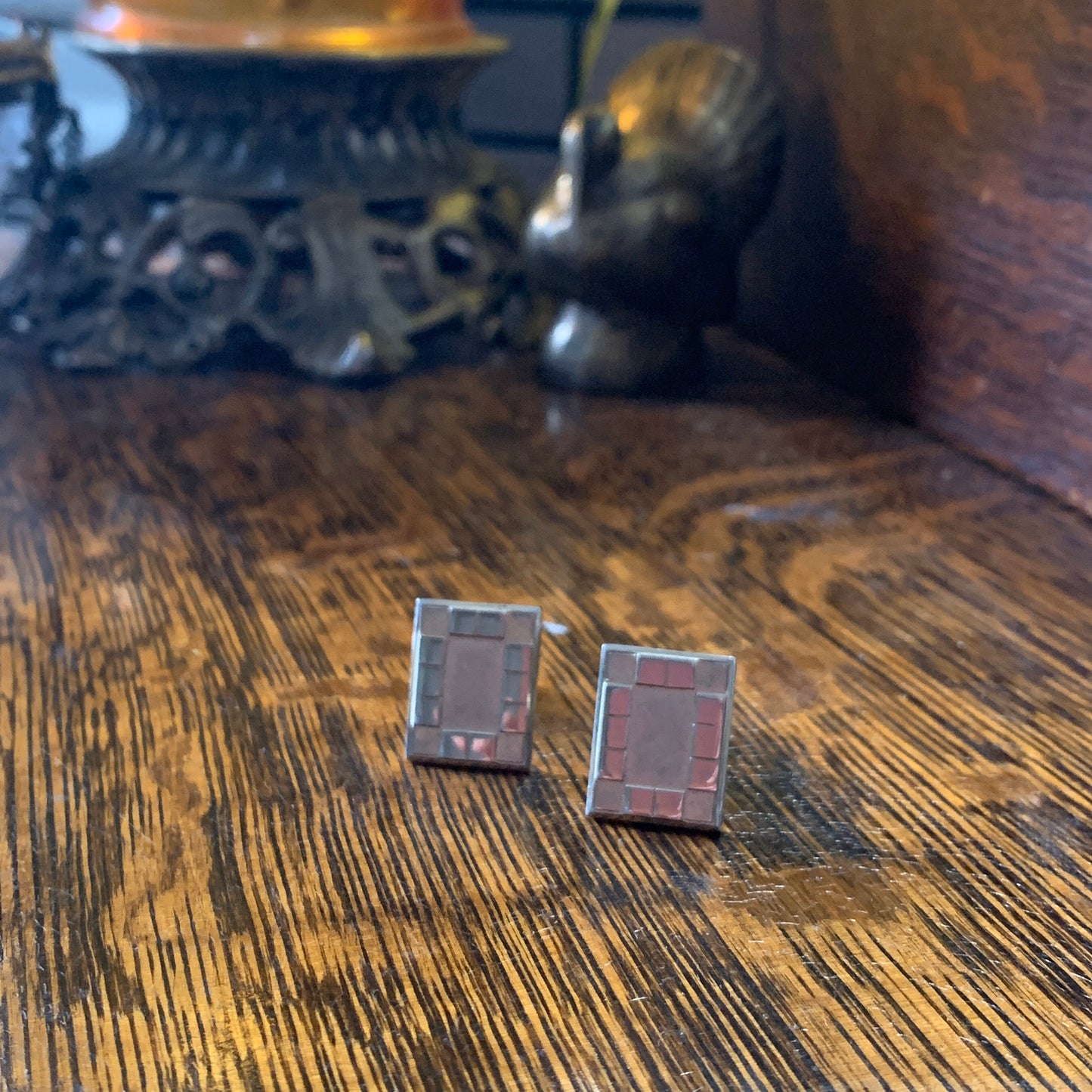 Vintage Goldtone Cufflinks with Geometric Design