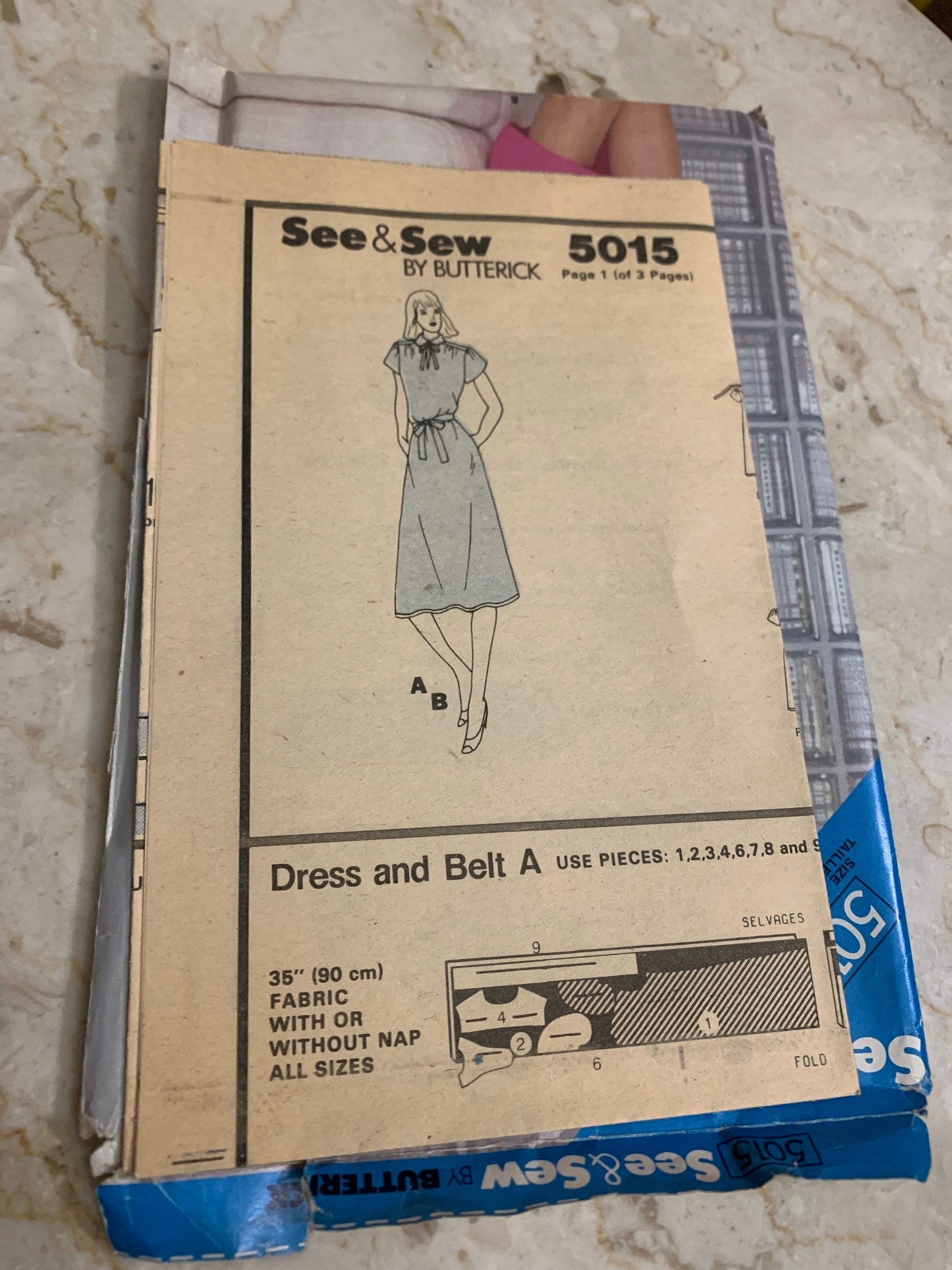 Misses Dress and Belt See & Sew 5015 Vintage Sewing Pattern size 8 10 12 French and English Instructions