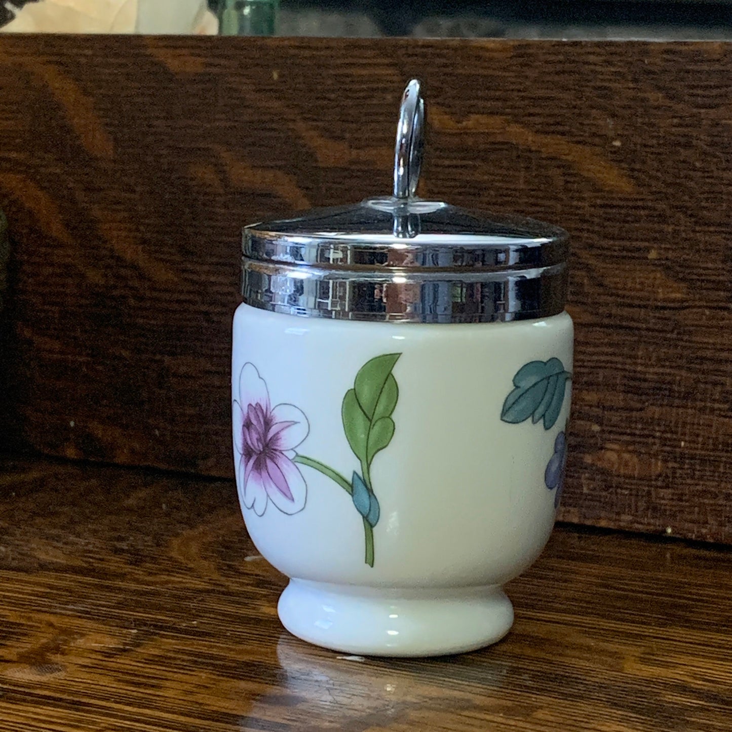 Royal Worcester Egg Coddler with Purple Flowers