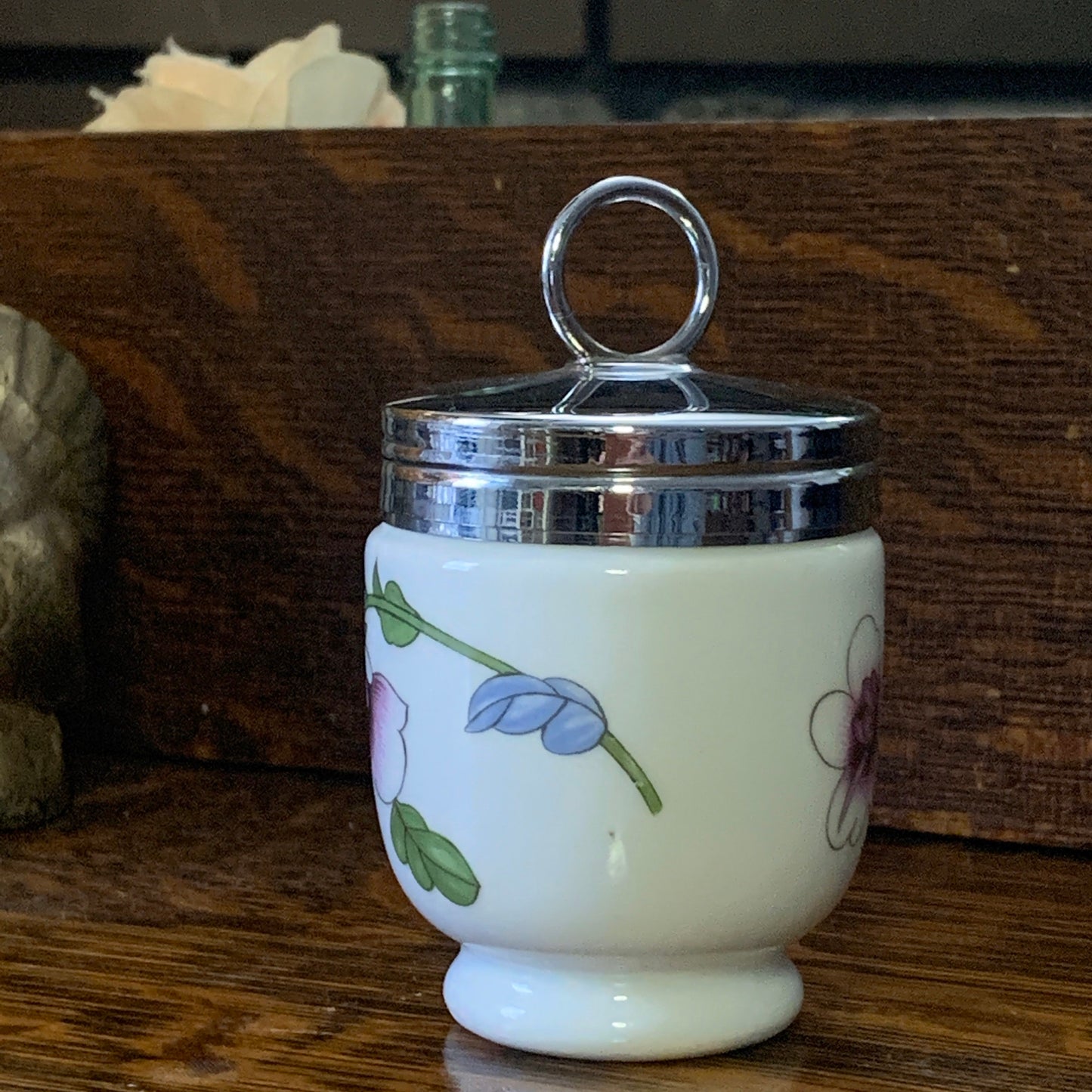 Royal Worcester Egg Coddler with Purple Flowers