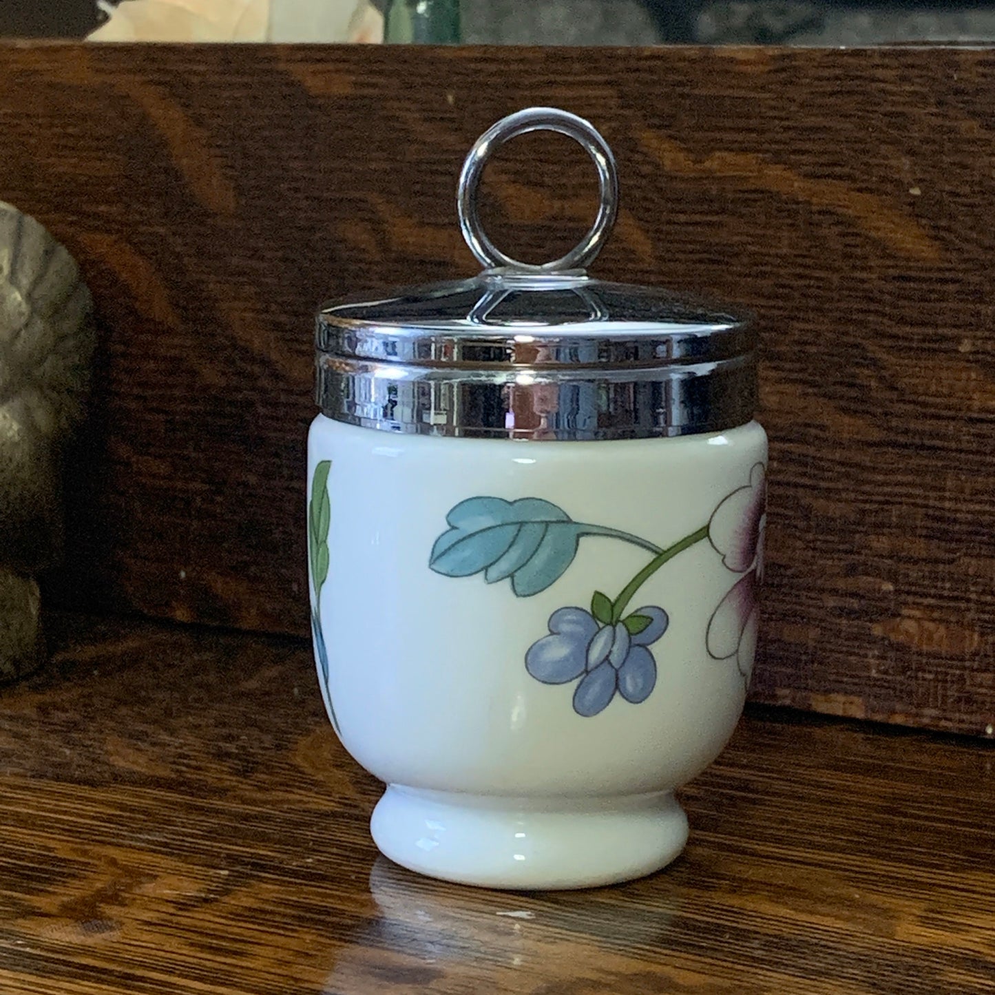 Royal Worcester Egg Coddler with Purple Flowers
