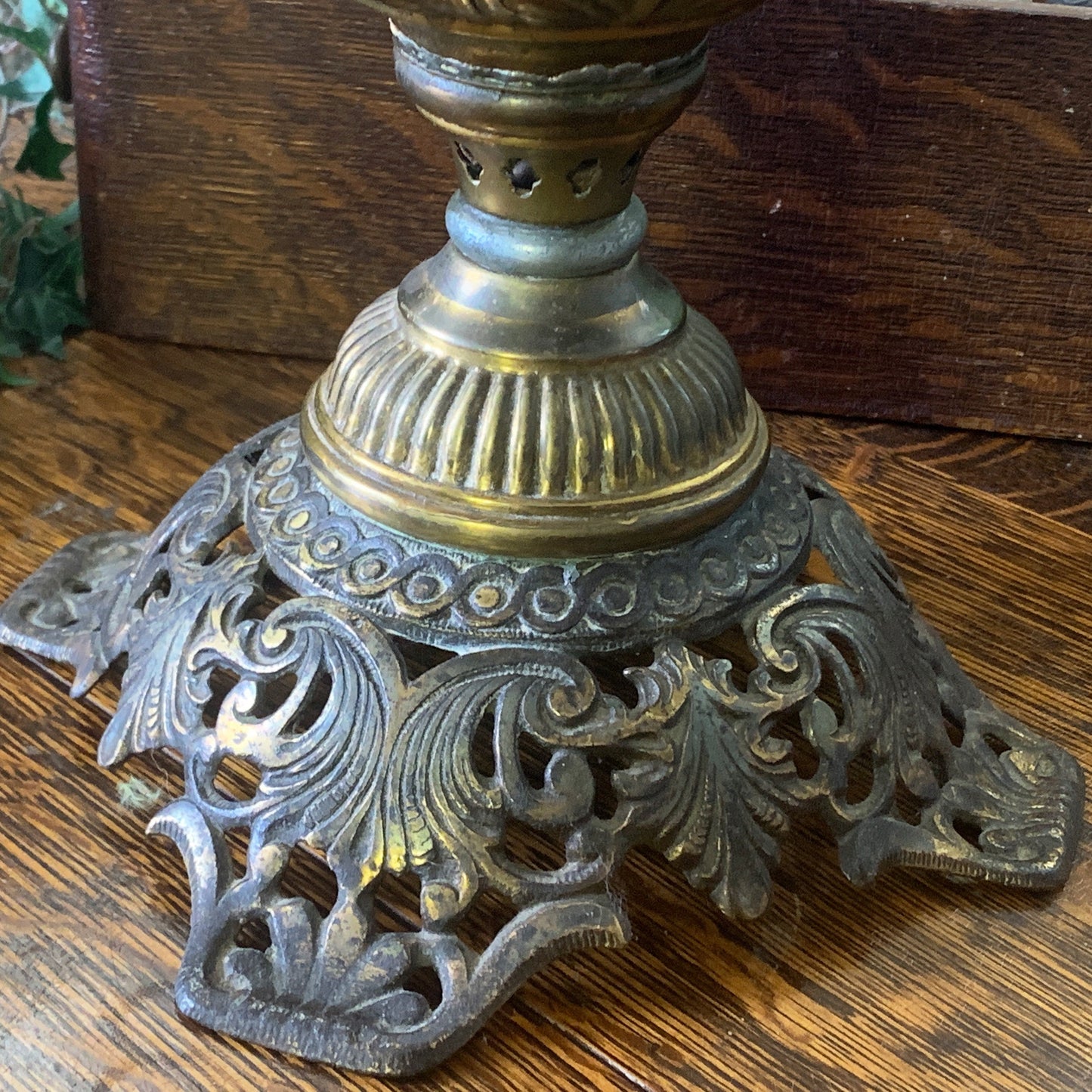 Antique Plume and Atwood Kerosene Lamp with milk glass shade
