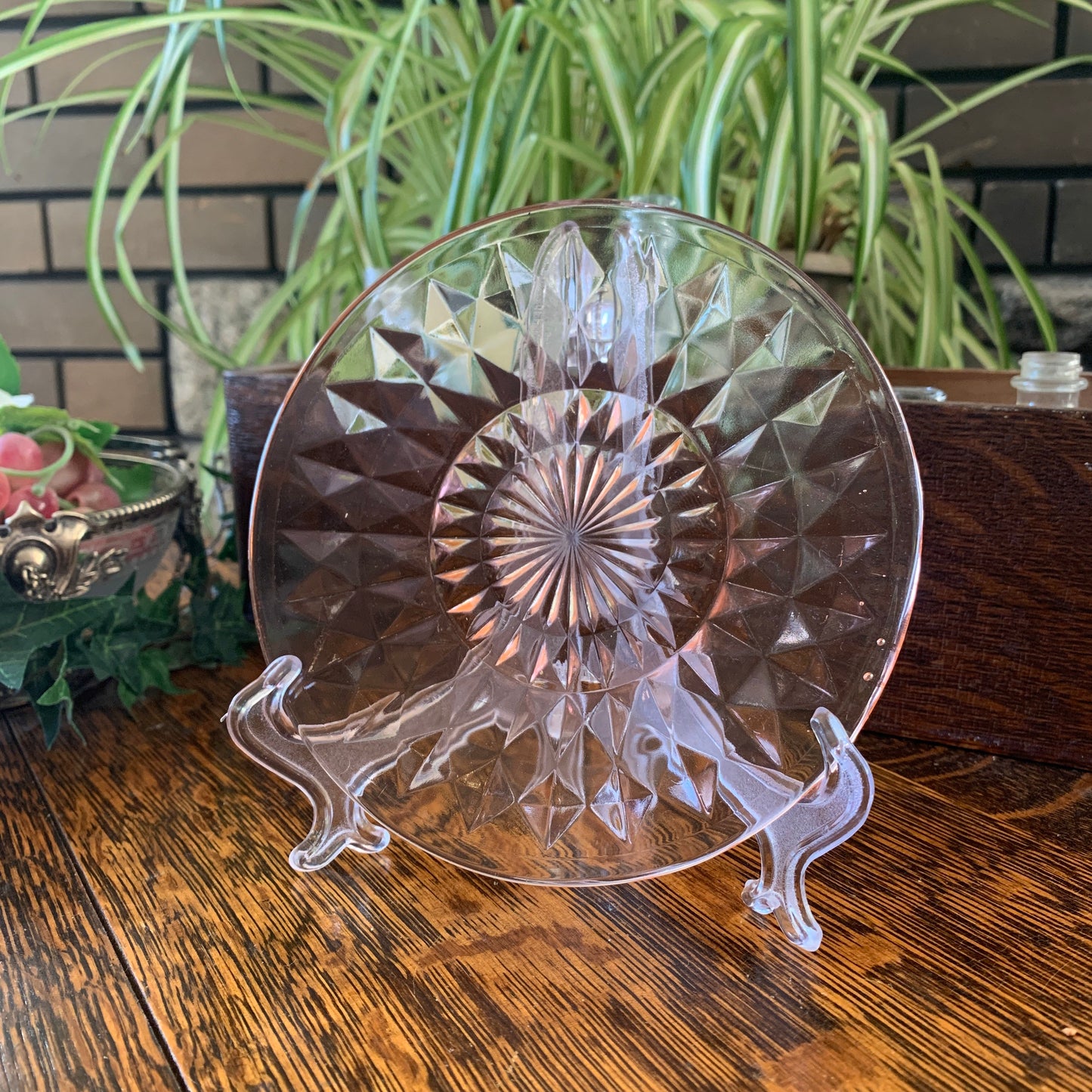 Pink Depression Glass Windsor Diamond Bread Plates 6" Jeanette Glass Company