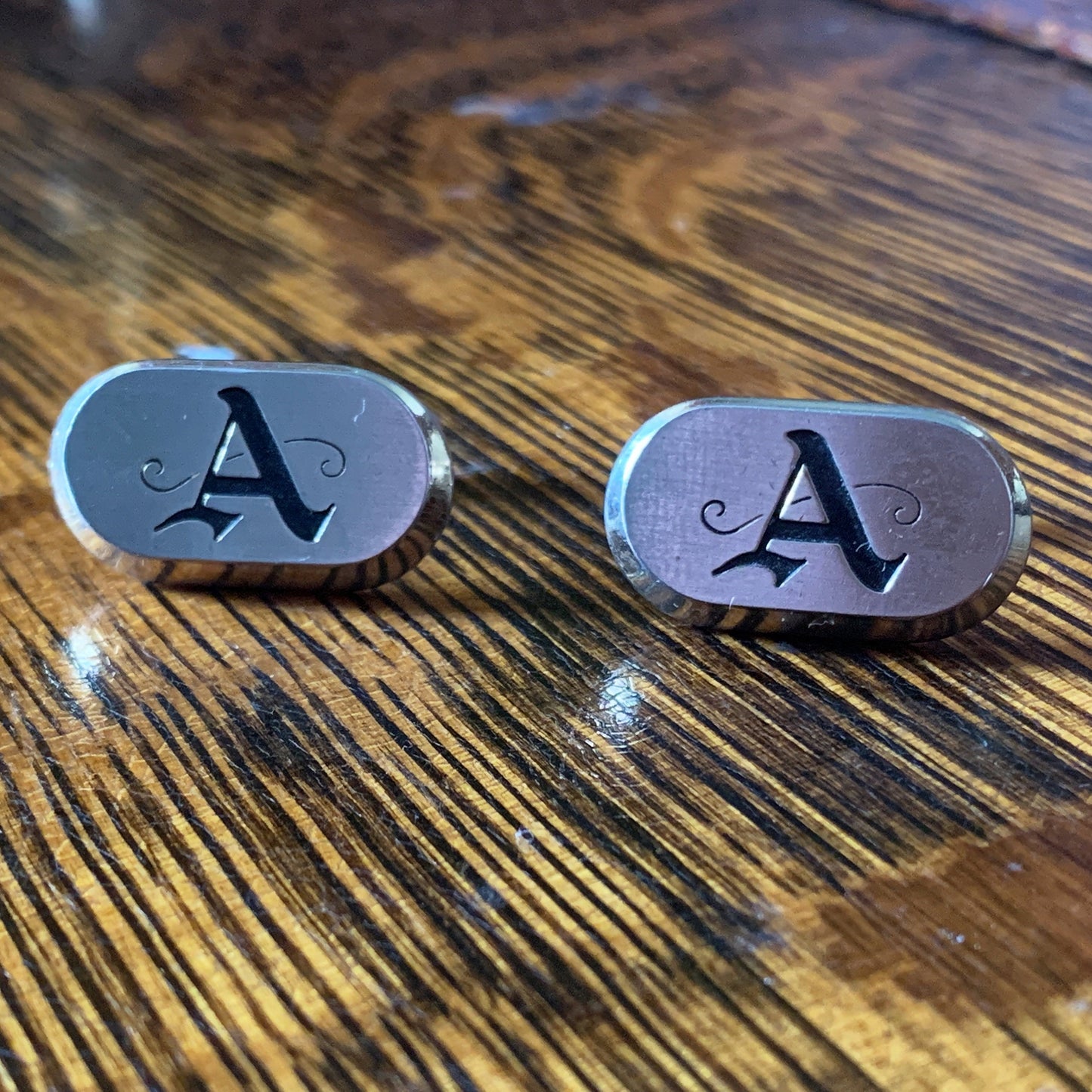 Vintage Goldtone Cufflinks with Letter A