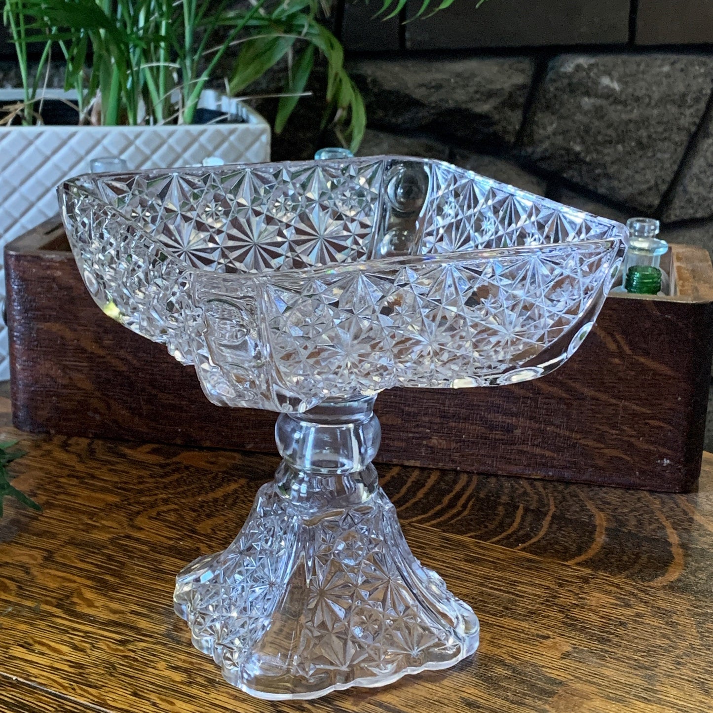 Daisy & Button Glass Compote Candy Dish Ca 1886 Antique EAPG Adams and Co #86 Vintage Glass Fruitbowl