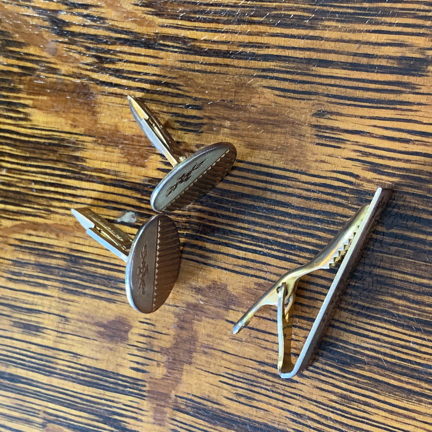 Men's Goldtone Cufflinks and Tie Tack Set