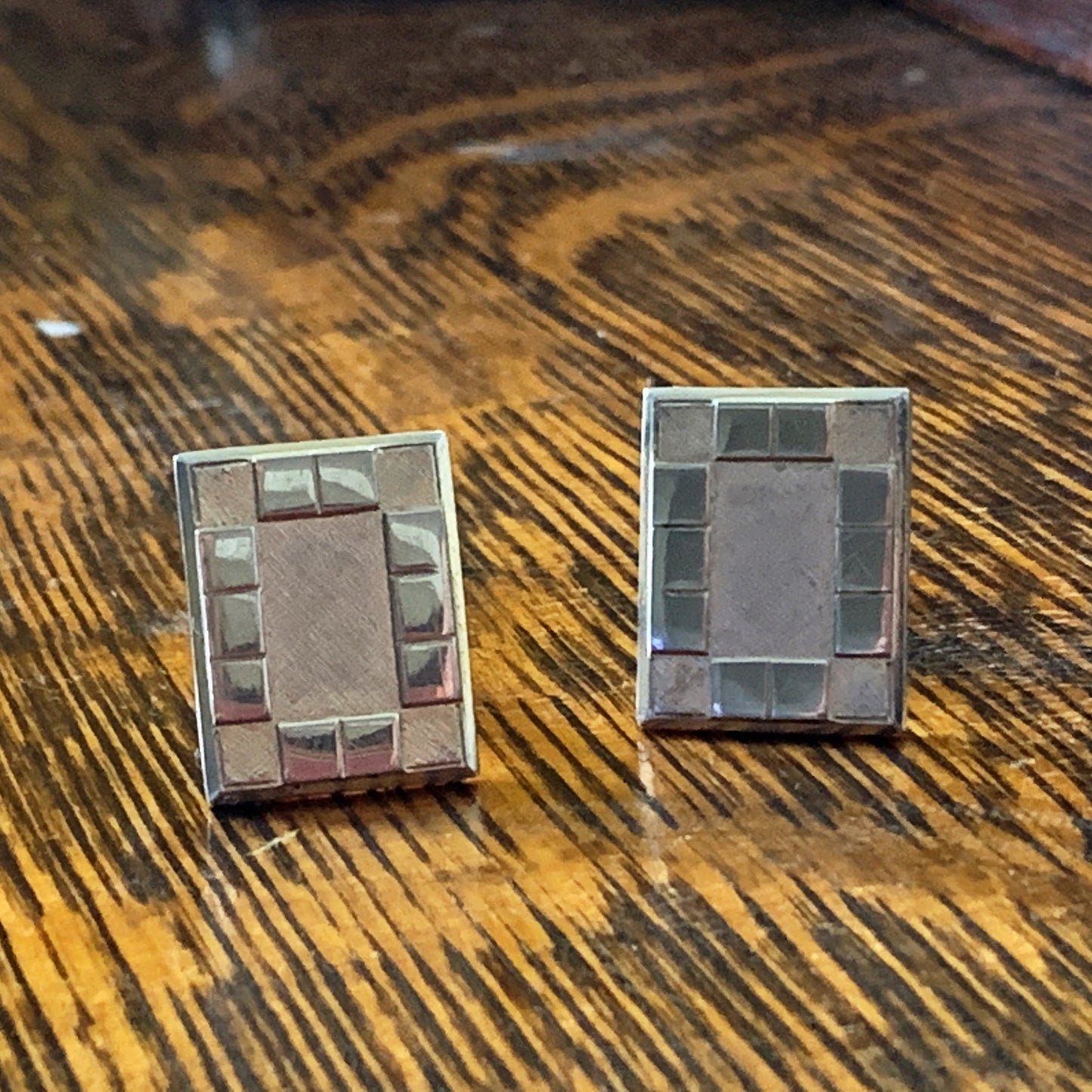 Vintage Goldtone Cufflinks with Geometric Design