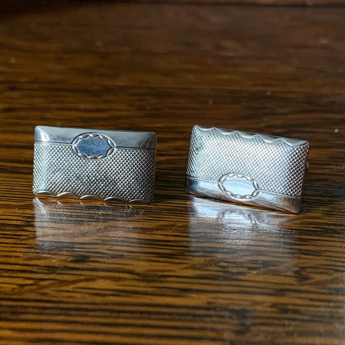 Silver Vintage Cufflinks with Engraved Design