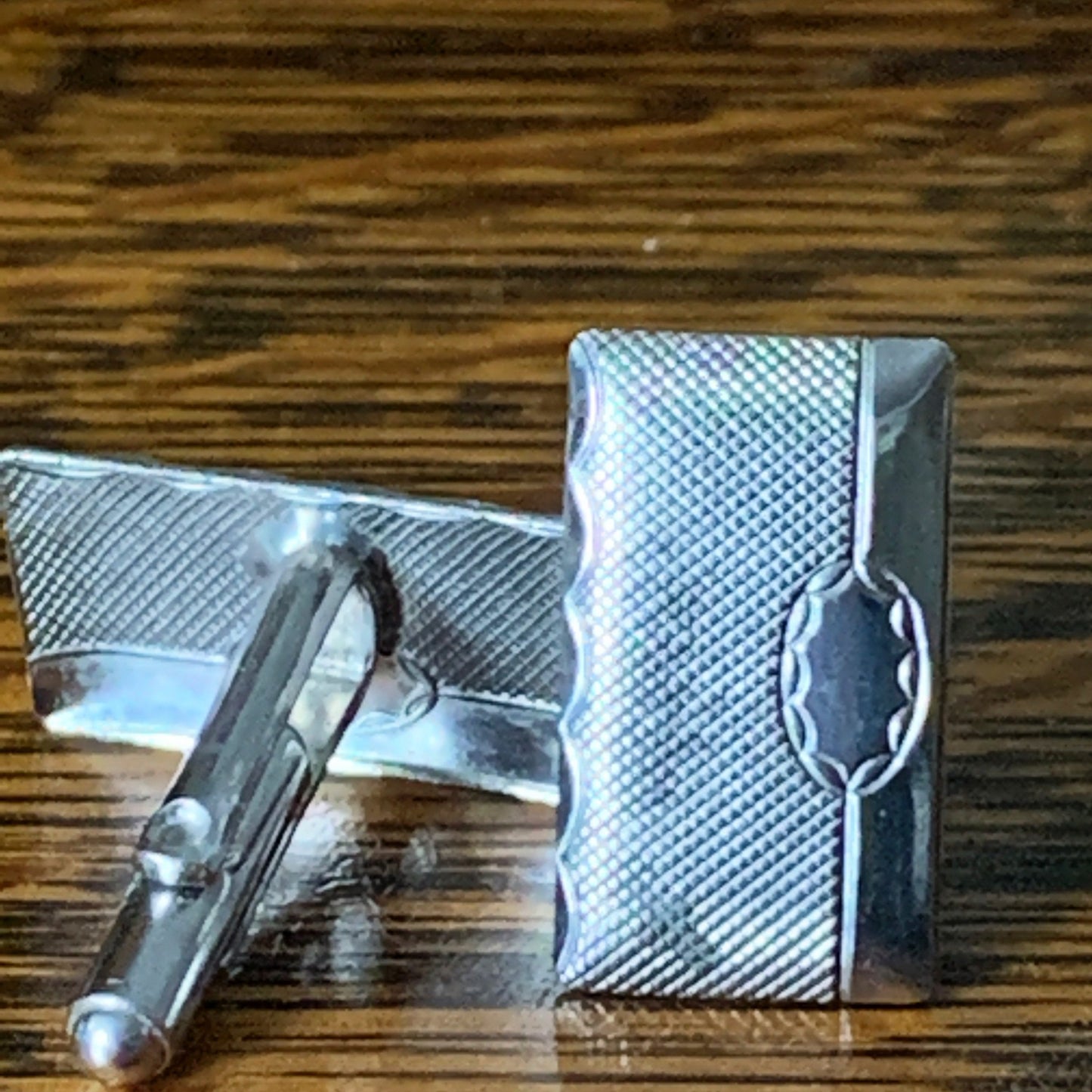 Silver Vintage Cufflinks with Engraved Design
