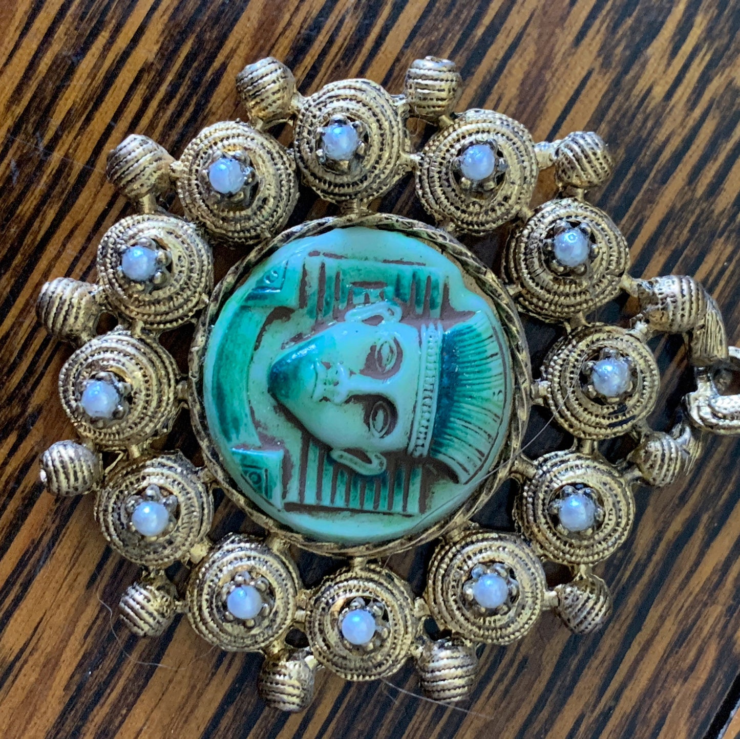 Vintage Aztec Style Pendant on Long Chain