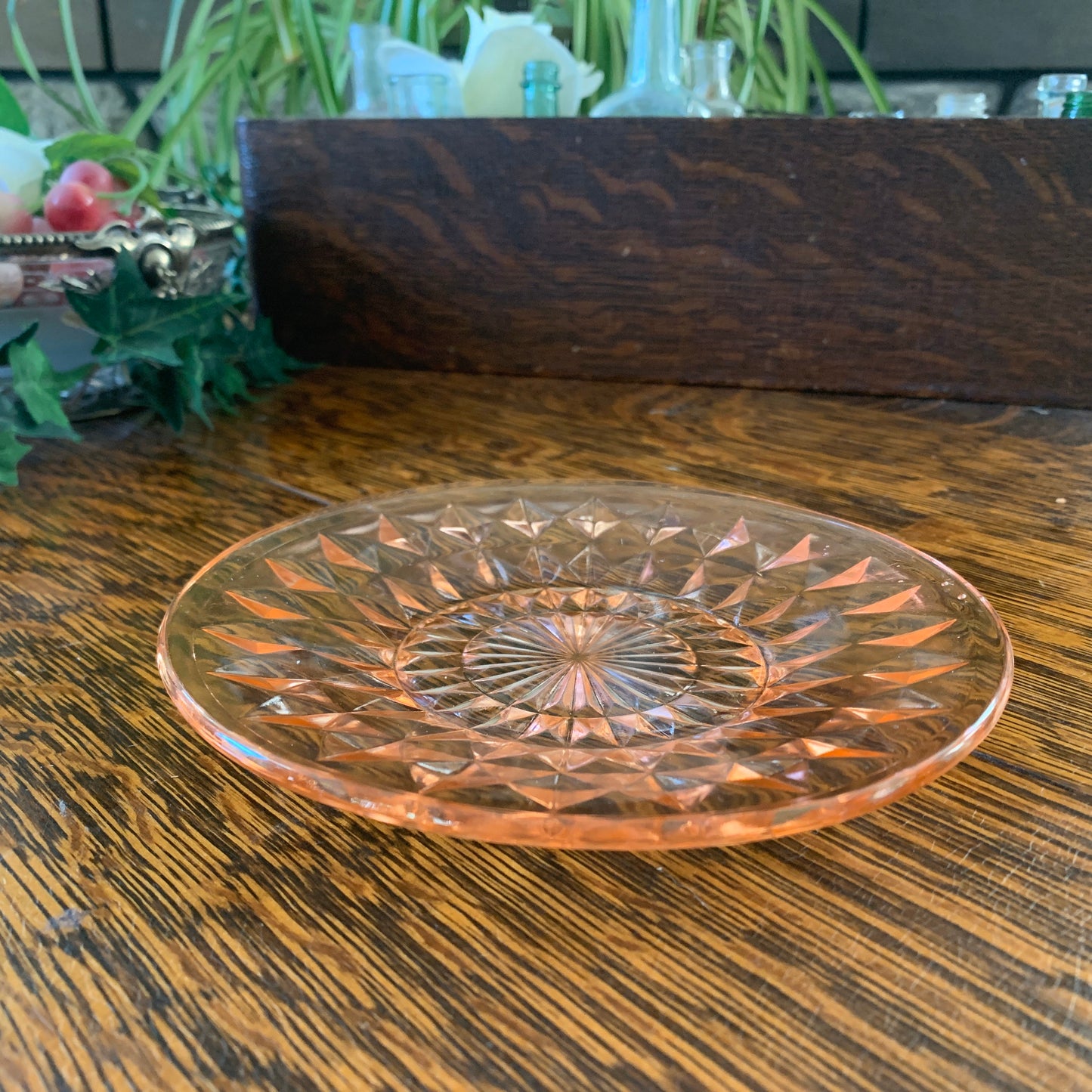 Pink Depression Glass Windsor Diamond Bread Plates 6" Jeanette Glass Company