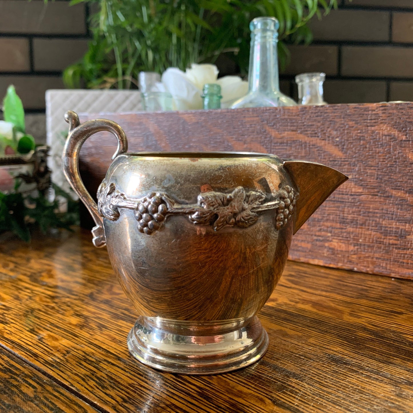 Vintage Silver Plated Cream and Sugar Set with Tray