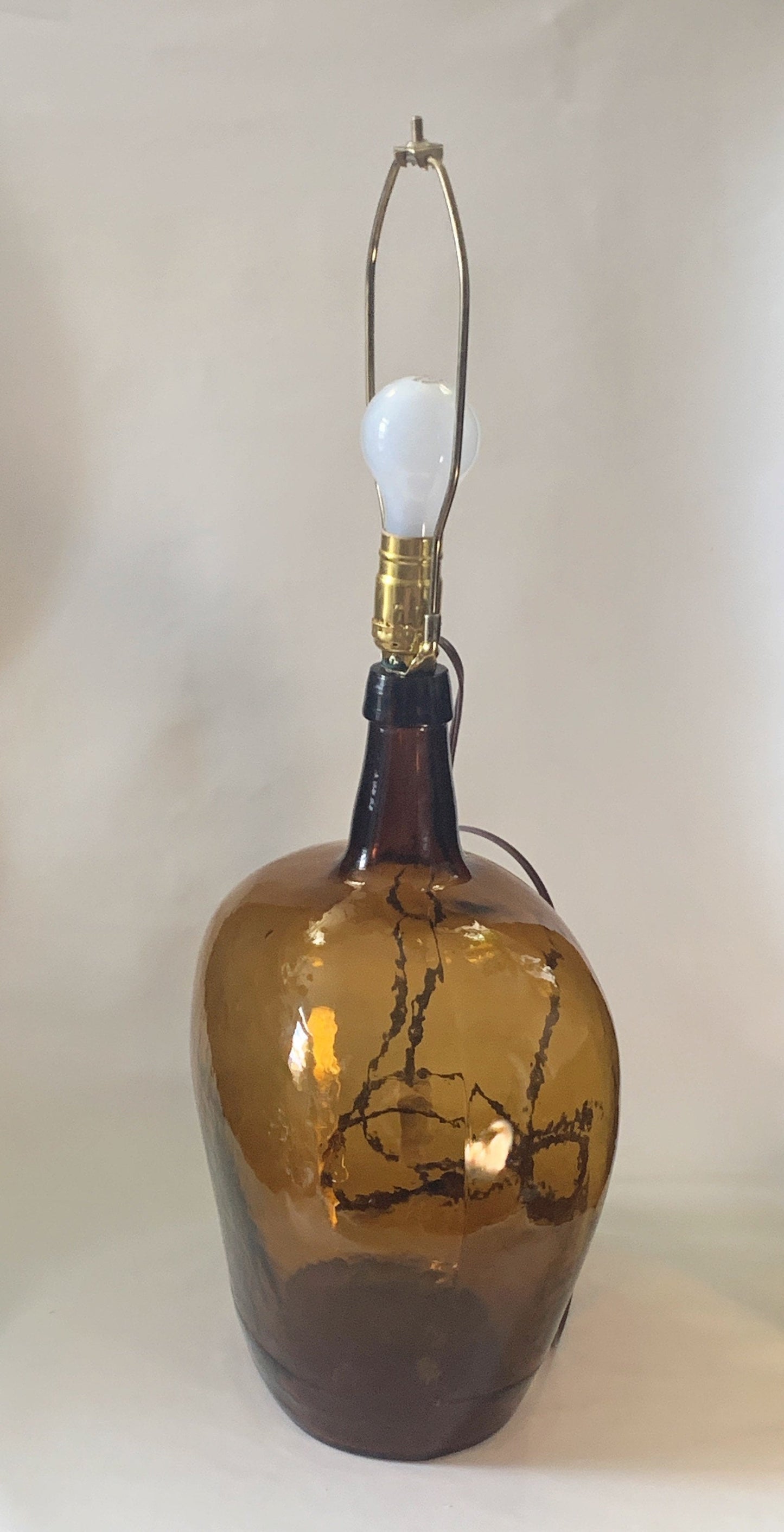 Vintage Amber Bottle Lamp