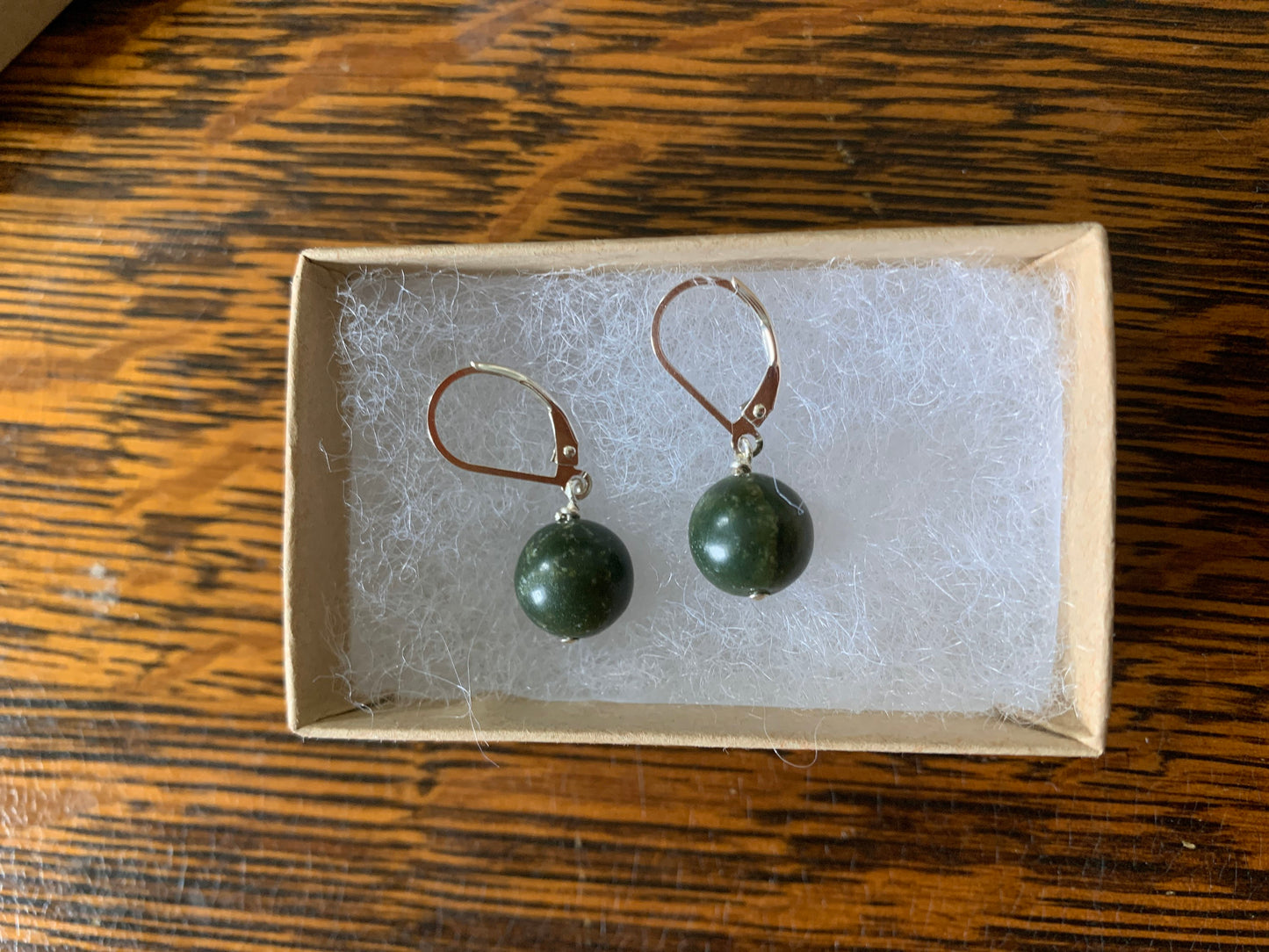 Sterling Silver Drop Earrings, Lucky Jade Lever Back Earrings