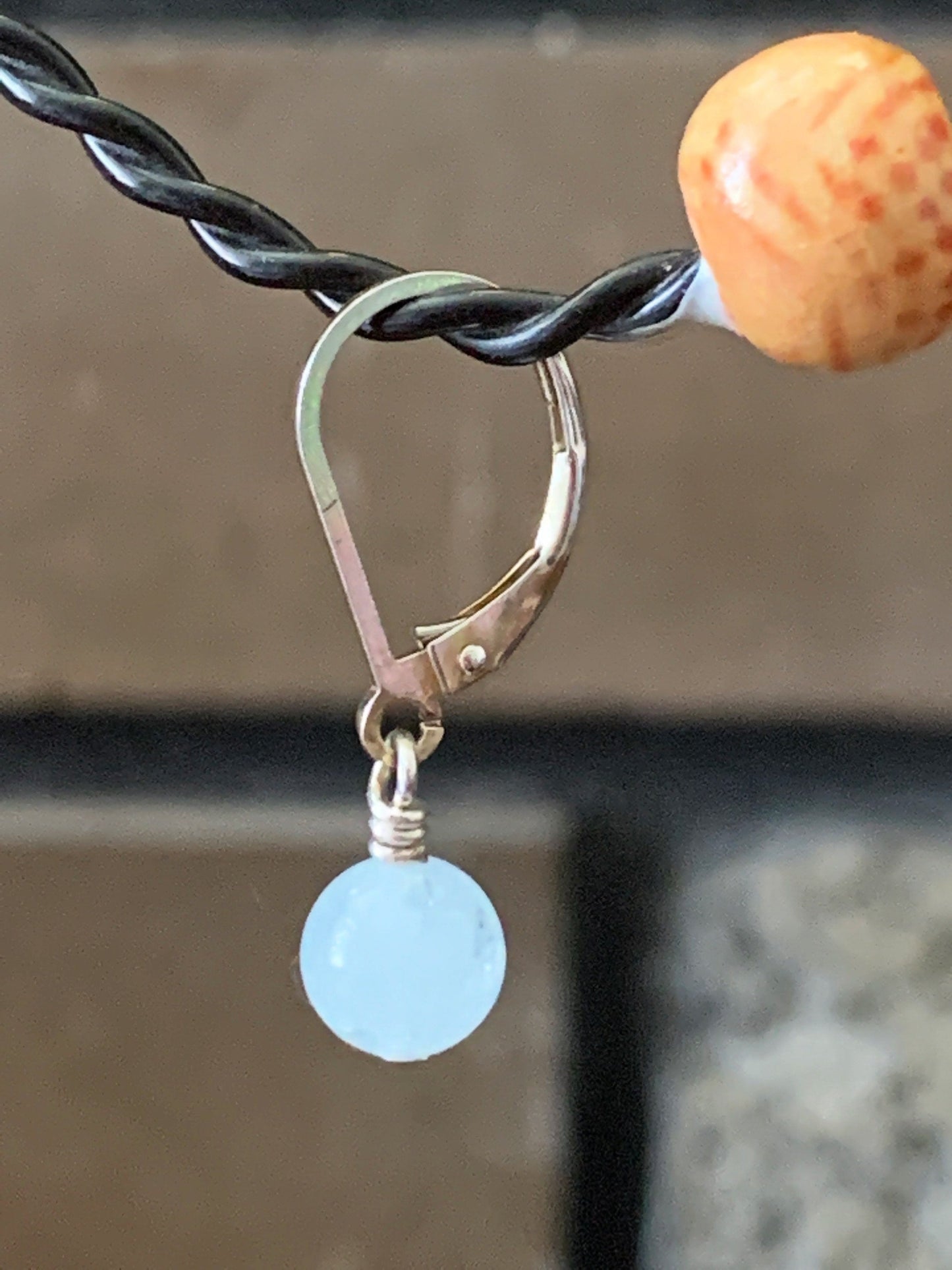 Sterling Silver Gemstone Drop Earrings, Aquamarine Bead Earrings, Silver Lever Back Earrings