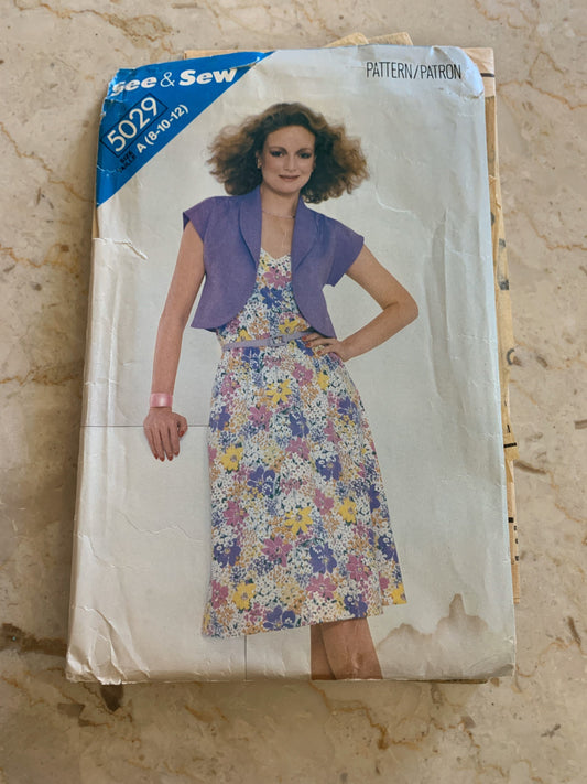 Dress and Jacket Vintage Sewing Pattern Butterick See & Sew 5029