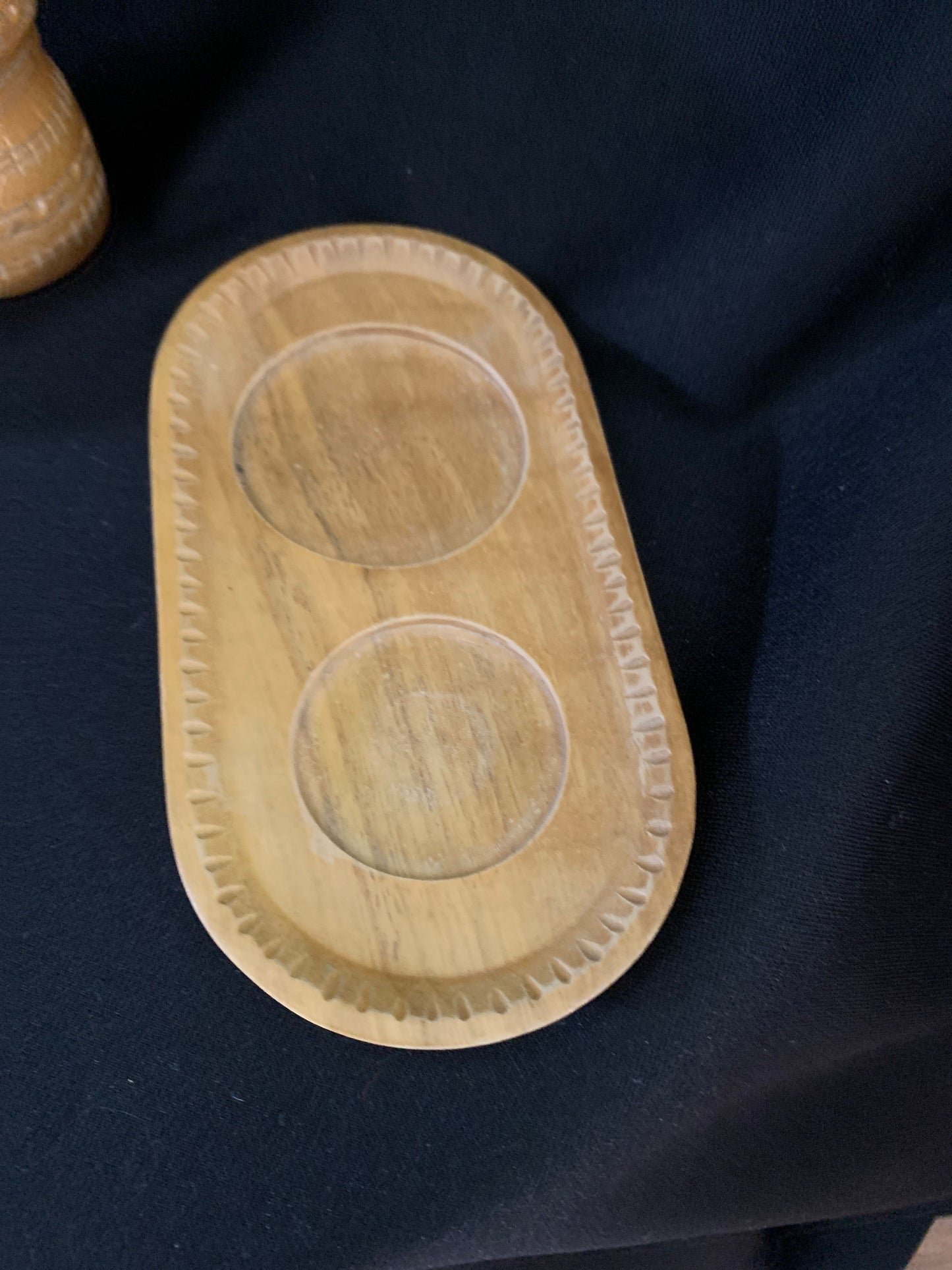 Vintage Wooden Salt Shaker and Pepper Mill with Tray