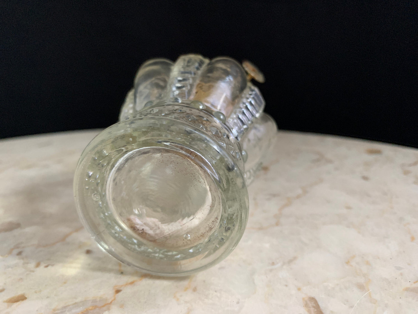 Vintage Pressed Glass Oil Lamp Base Crown Shaped Oil Lamp Base