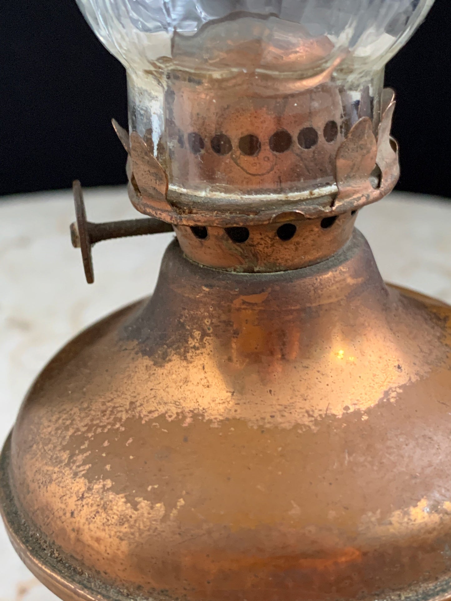 Vintage Copper Oil Lamp Miniature Night Light Lamp