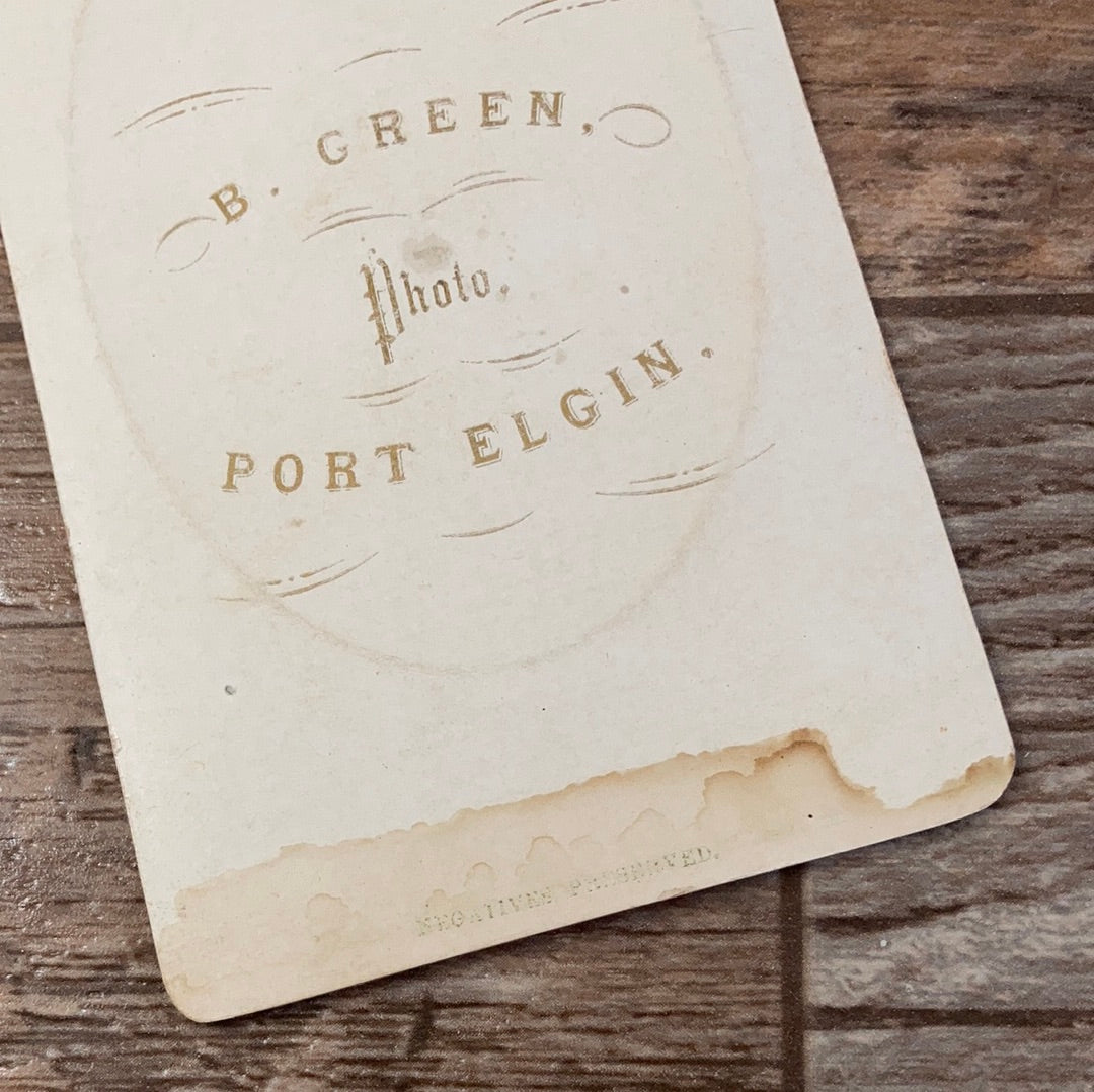 Original Antique Photograph Calling Card of a Young Man with Side Burns CDV