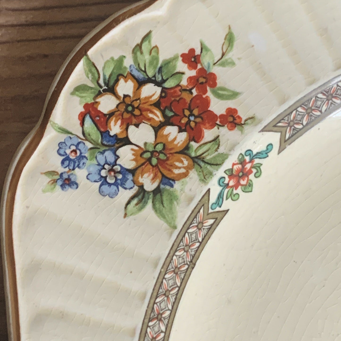 Booths China Plate with Garden Scene, Antique China Plate Vintage Farmhouse Decor