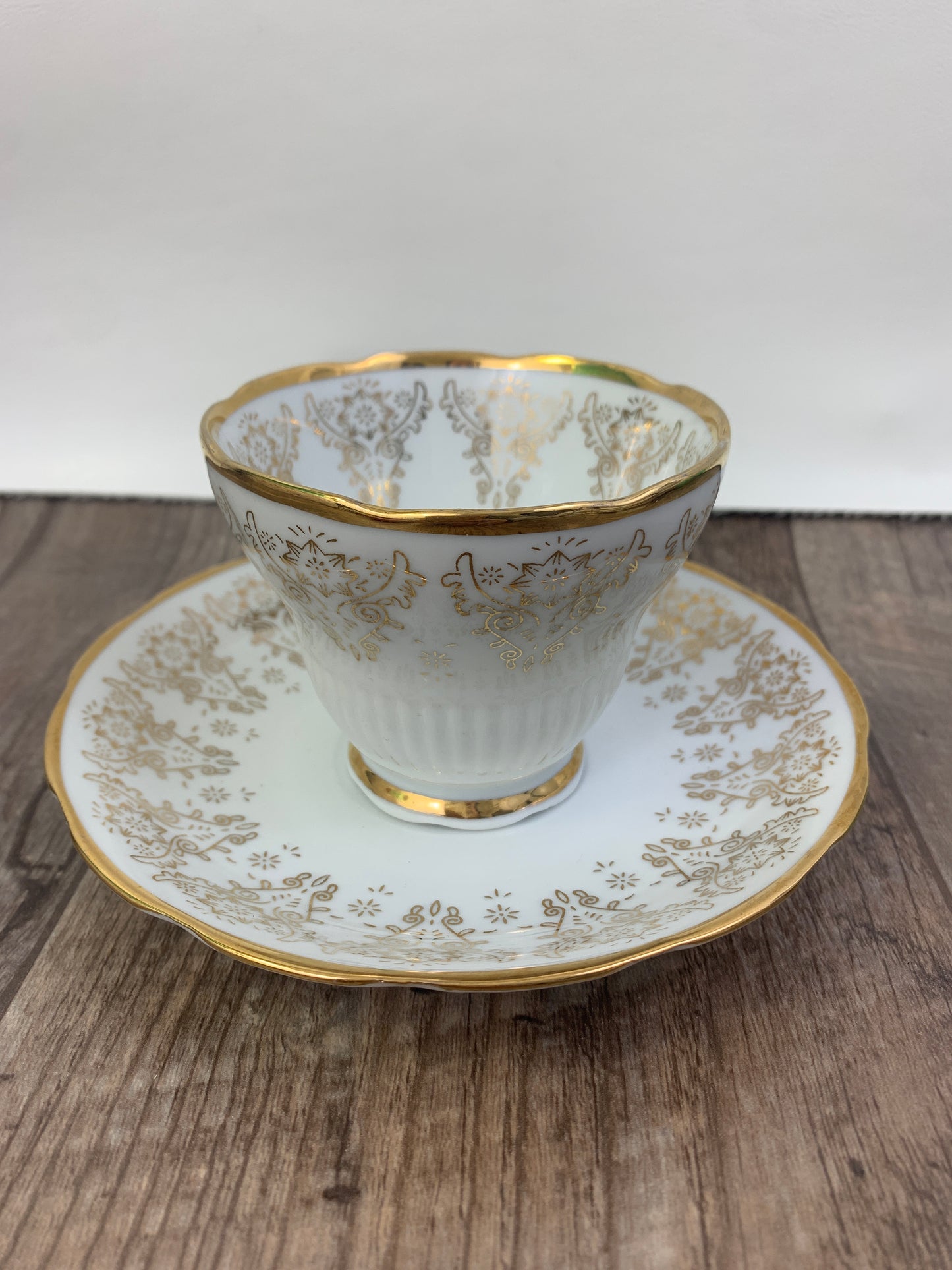 White and Gold Made in China Vintage Tea Cup