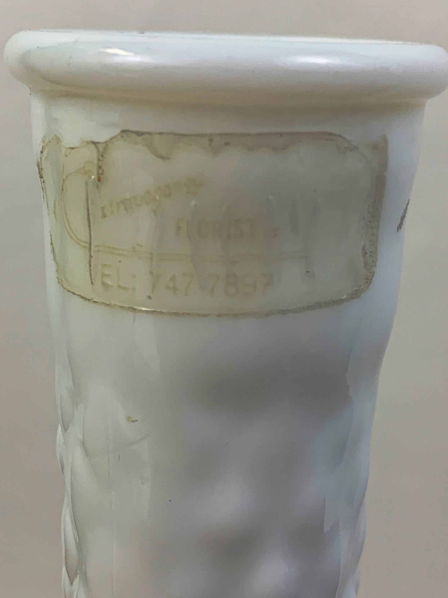 Vintage Milk Glass Teleflora Vase Diamond Pattern Vintage Farmhouse Decor