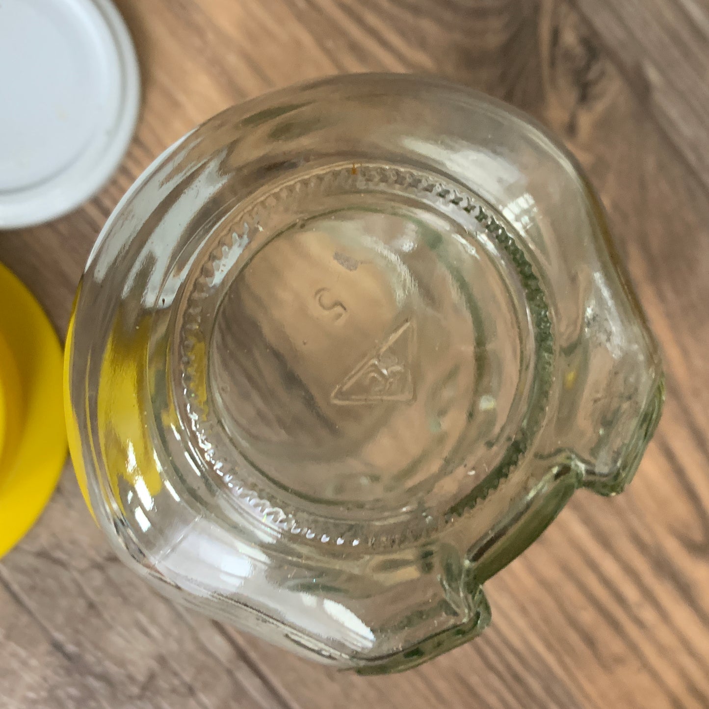 Teddy Bear with Yellow Hat Vintage Jar Peanut Butter Jar Stash Jar