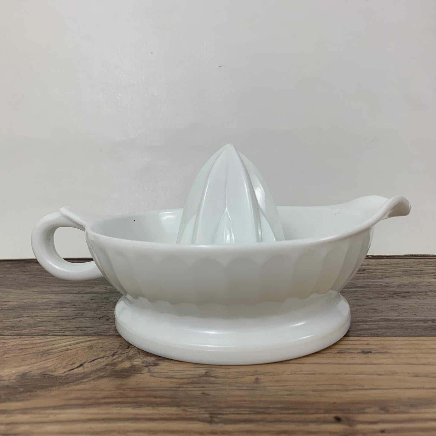 Milk Glass Citrus Reamer, Vintage Juice Press