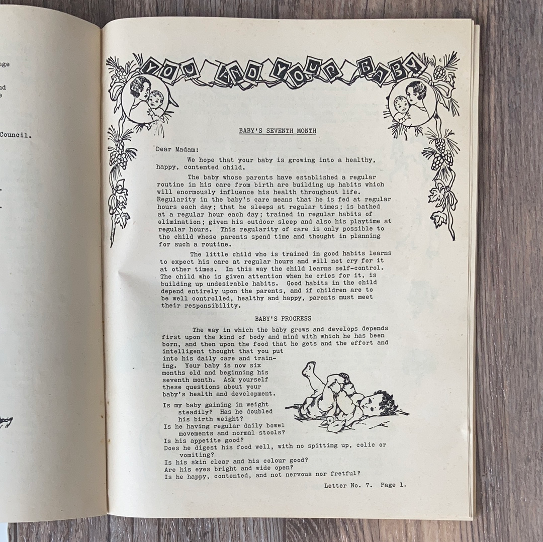 You and Your Baby Series of Post Natal Letters for Canadian Parents 1941 Edition
