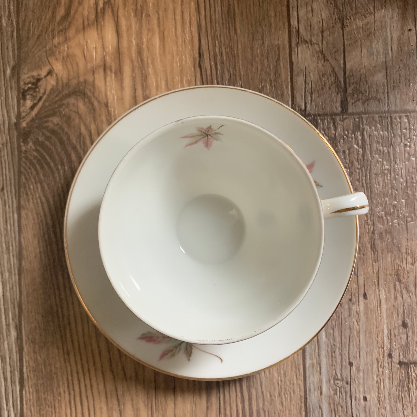 Royal Ming China Vintage Teacup and Saucer with Maple Leaves
