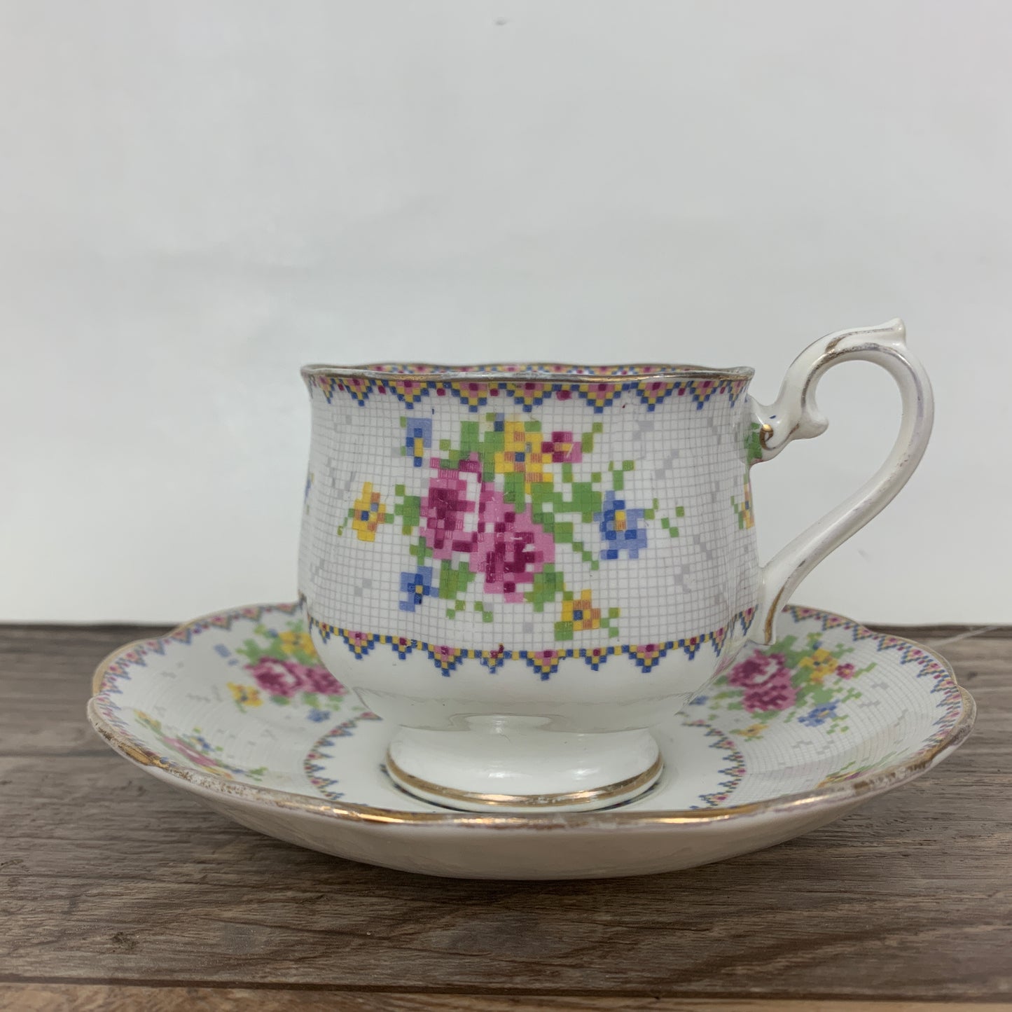 Royal Albert Petit Point Vintage Teacup and Saucer Made in England