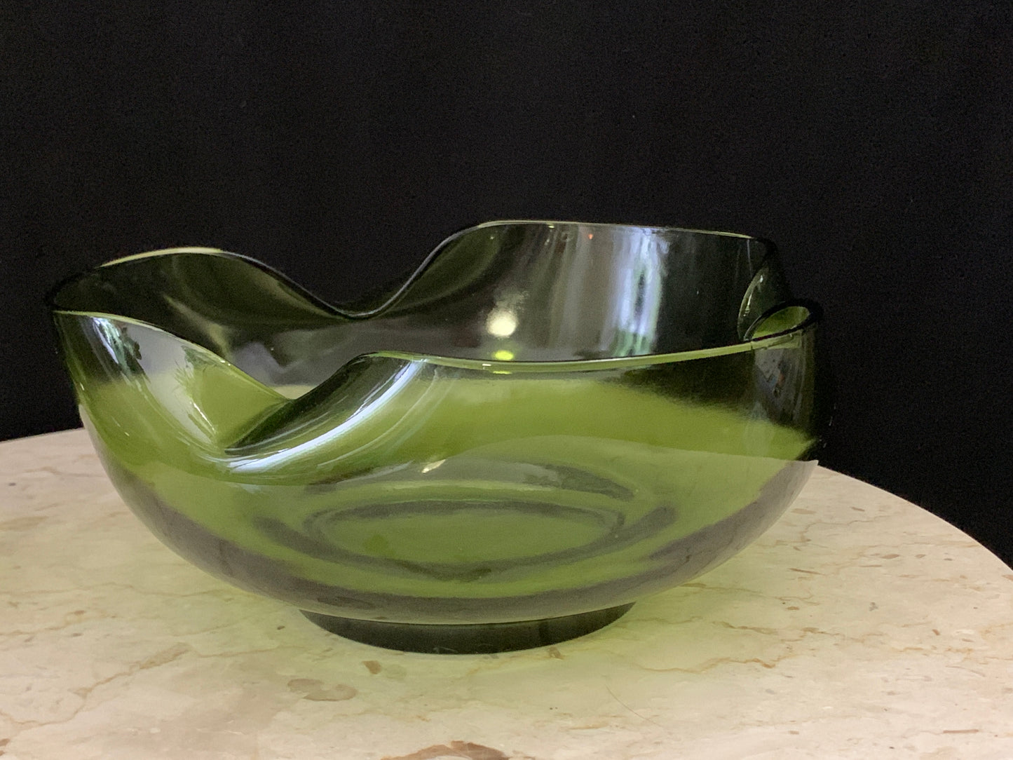Vintage Avocado Green Glass Chip and Dip Bowl Anchor Hocking Chip and Dip Set
