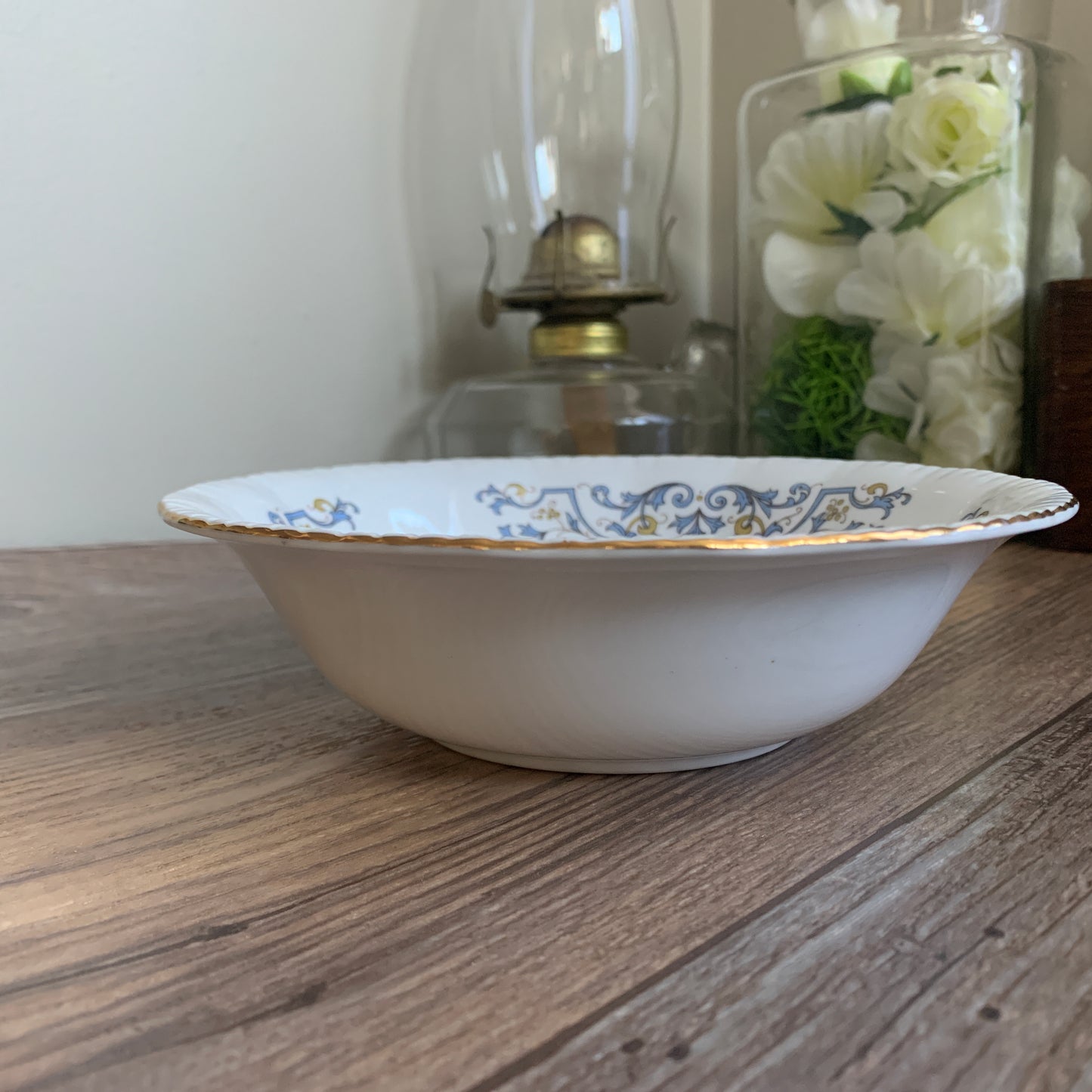 Cereal Bowl Blue and Yellow Scroll Design Set of 3 Bowls Royal Standard 6.75”